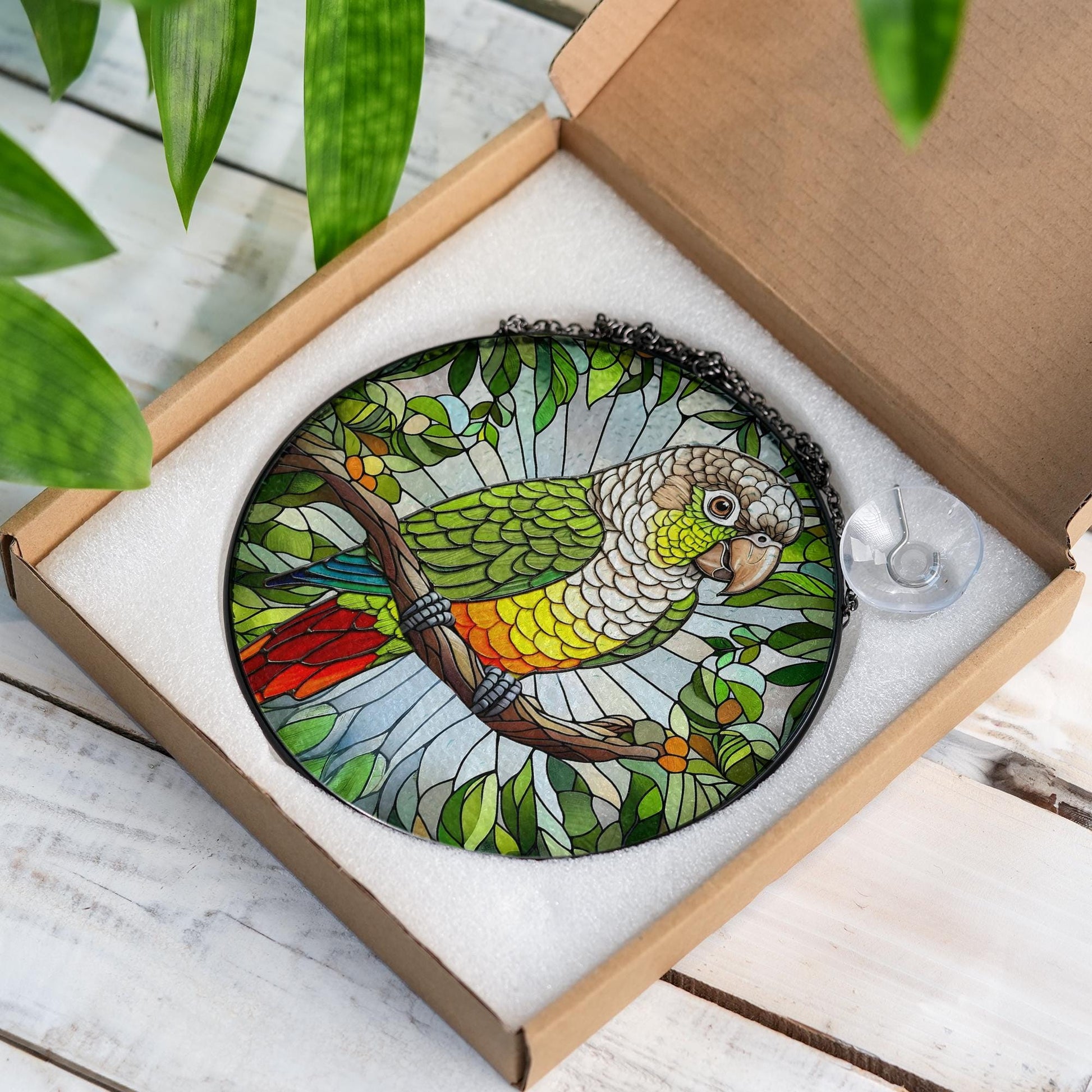 Glass Suncatcher Conure Bird Decor, Colorful Handcrafted Sun Catcher for Bird Nerds, Unique Home Accent & Gift for Mom