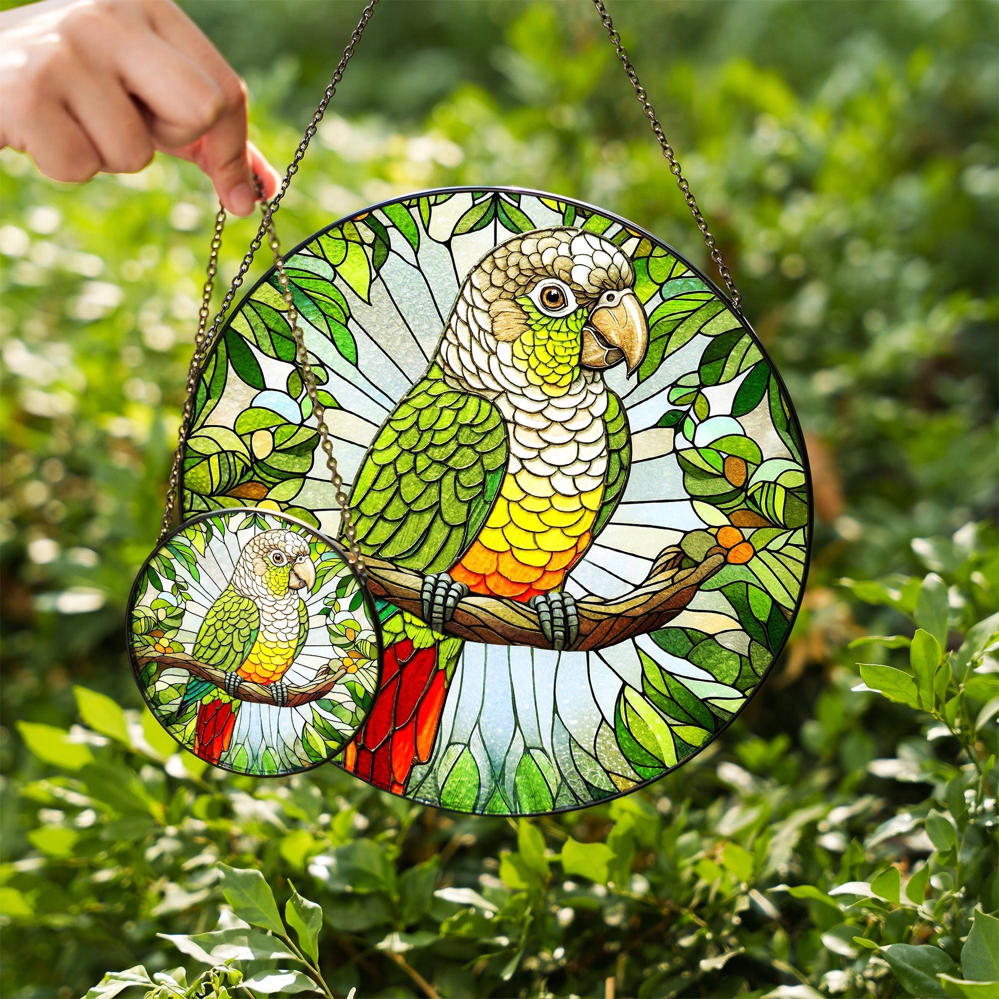 Glass Suncatcher Conure Bird Decor, Colorful Handcrafted Sun Catcher for Bird Nerds, Unique Home Accent & Gift for Mom