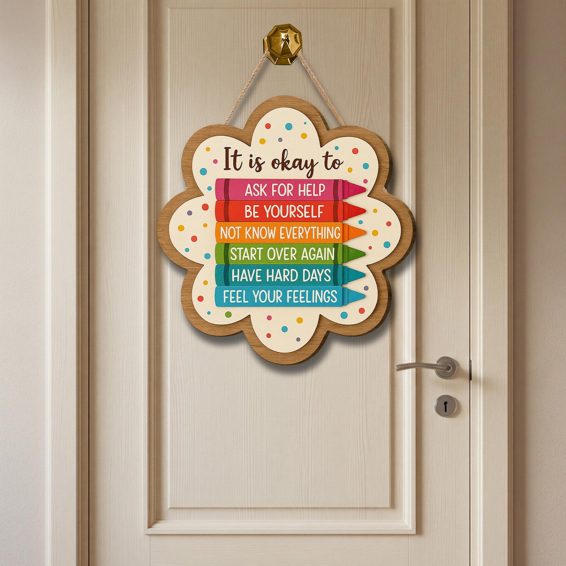 It Is Okay To Ask For Help Wooden Sign - Encouraging Self-Care & Mental Health Reminder Decor for Home or Office, Positive Affirmations Gift