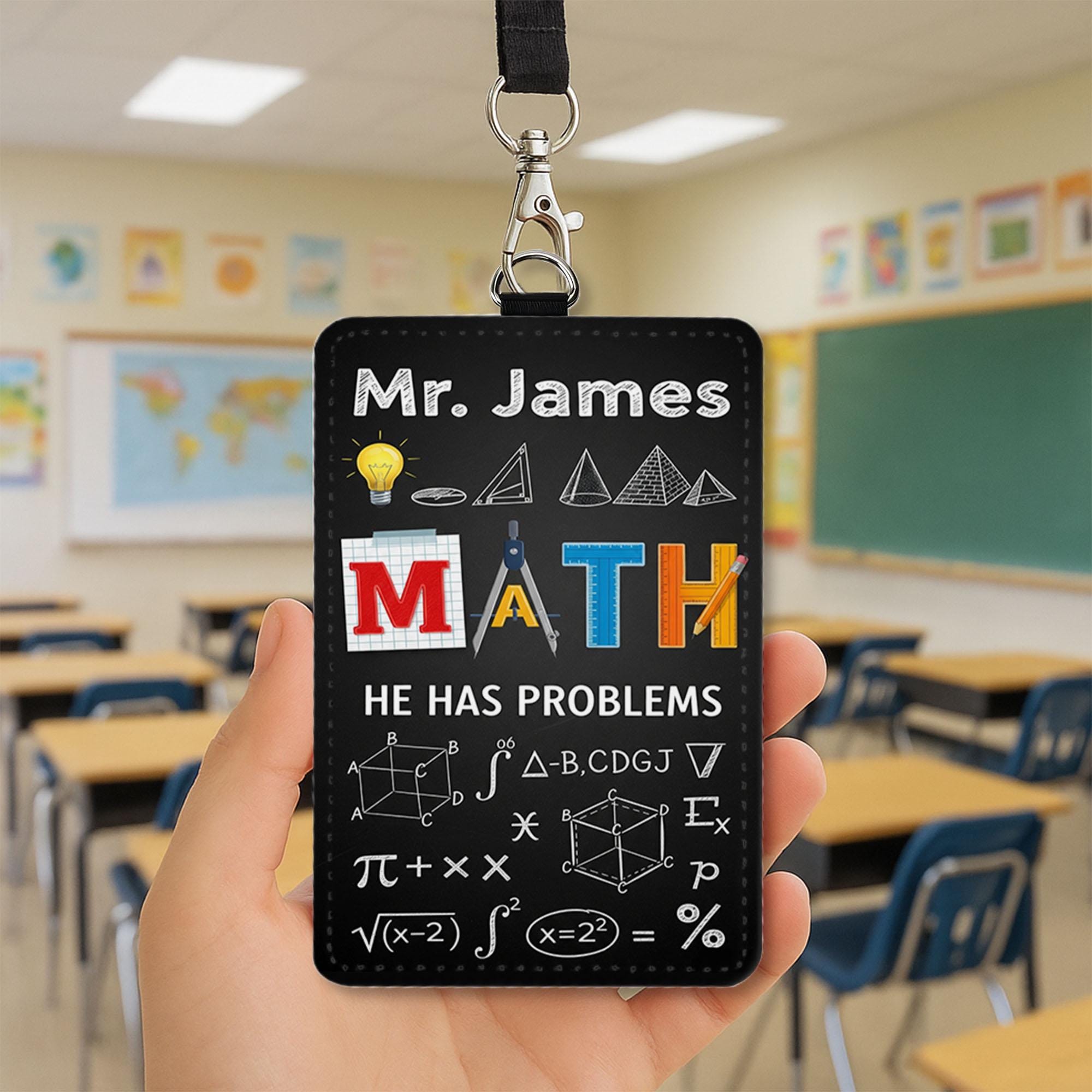 Personalized Math Teacher Badge Holder, Custom ID Card, Math Formulas Lanyard, STEM Educator Gift, Back to School