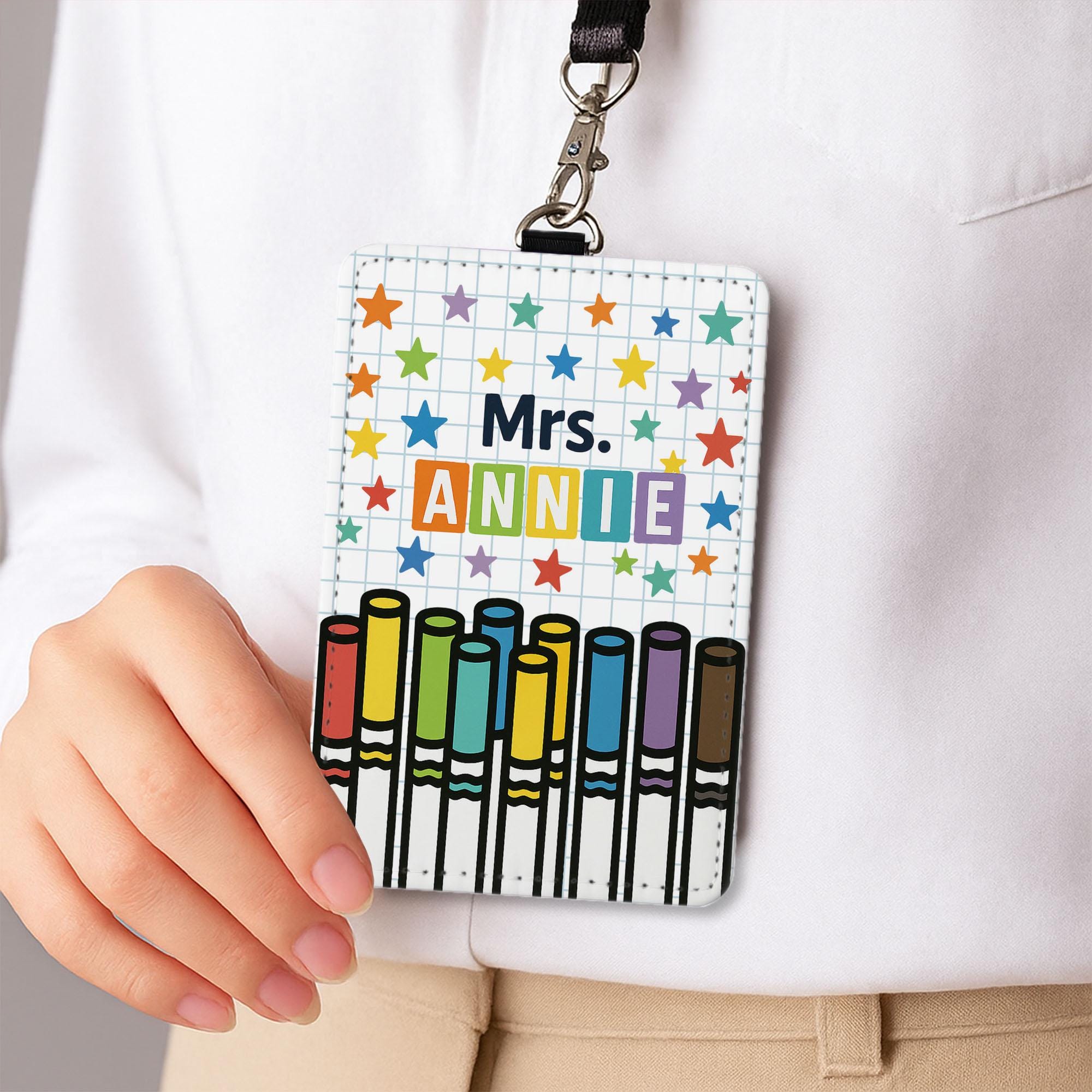 Personalized Teacher Badge Holder, Custom Star Design Lanyard, Educator ID Holder, Back to School Gift