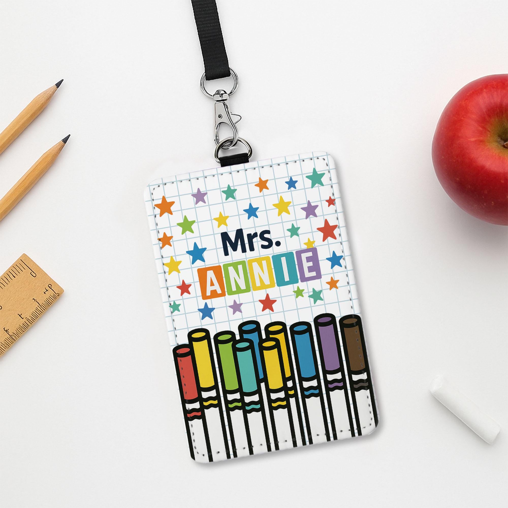 Personalized Teacher Badge Holder, Custom Star Design Lanyard, Educator ID Holder, Back to School Gift