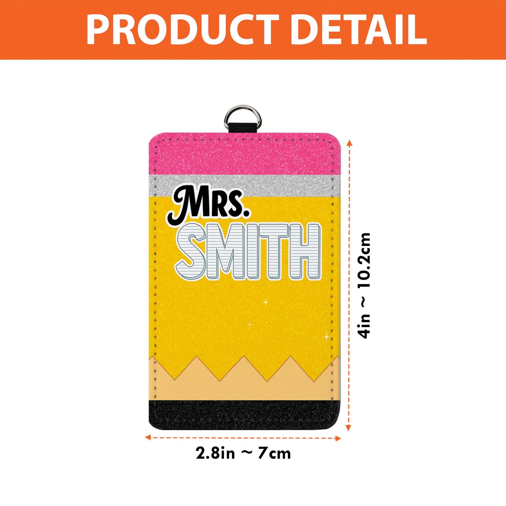 Personalized Pencil Teacher Badge Holder, Custom Name ID Holder, Educator Gift, Back to School