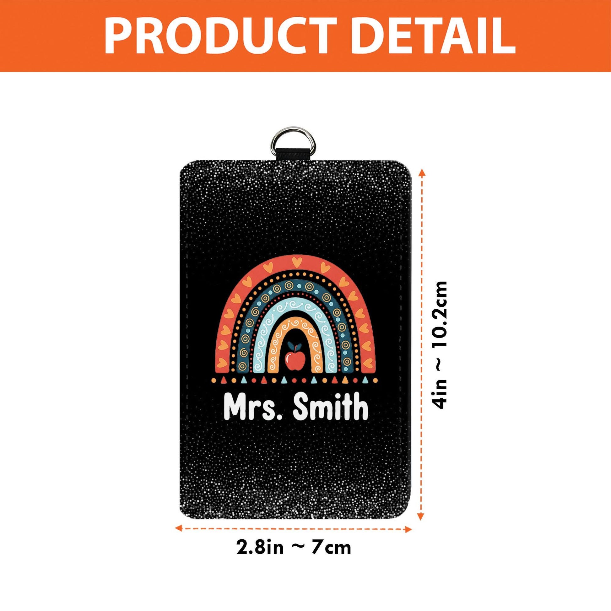 Personalized Teacher Badge Holder, Rainbow Apple Design, Custom ID Holder, Educator Gift, Back to School