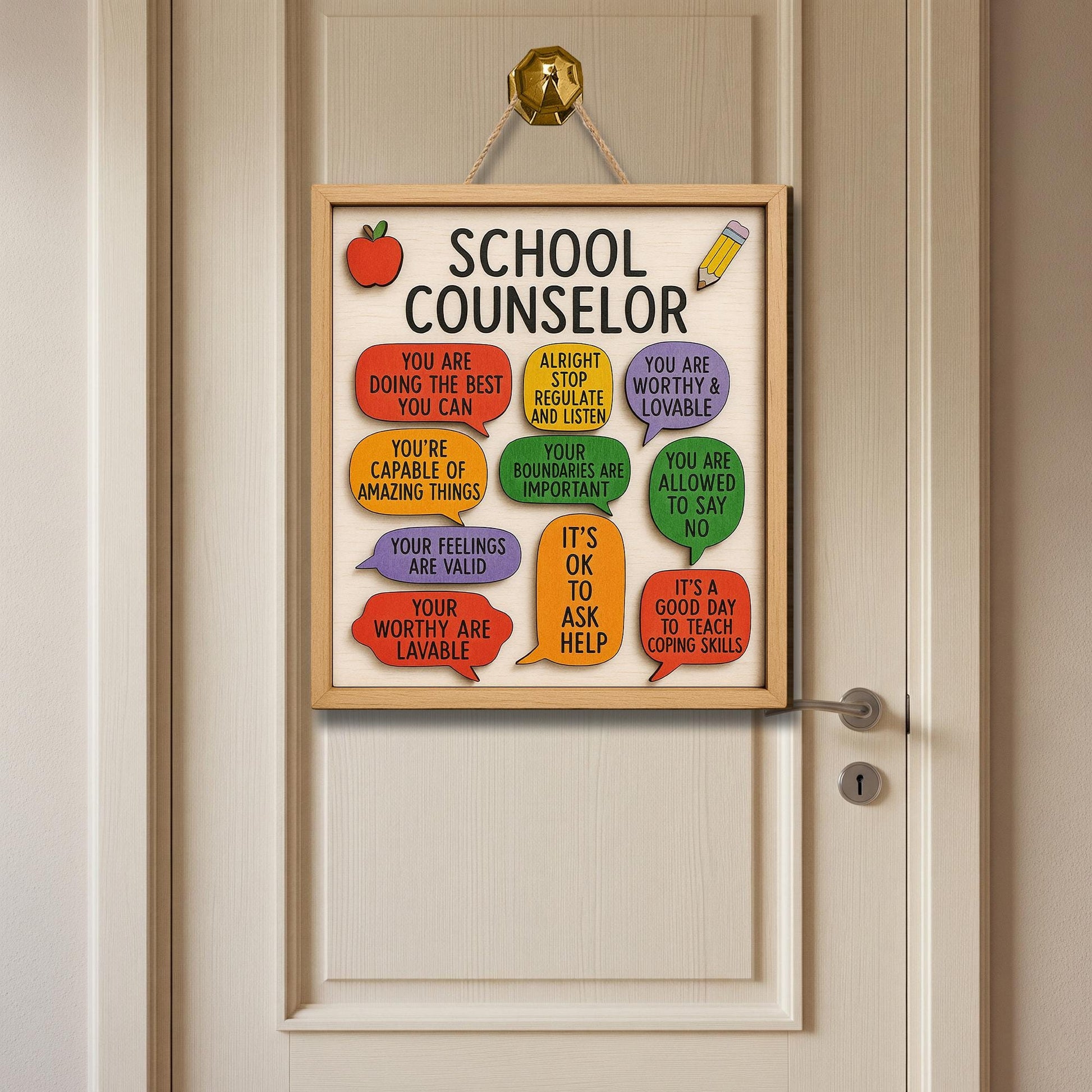 School Counselor Door Sign, Mental Health Affirmations Wall Art, Counselor Office Decor, Therapy Wood Plaque, Gift for Counselor