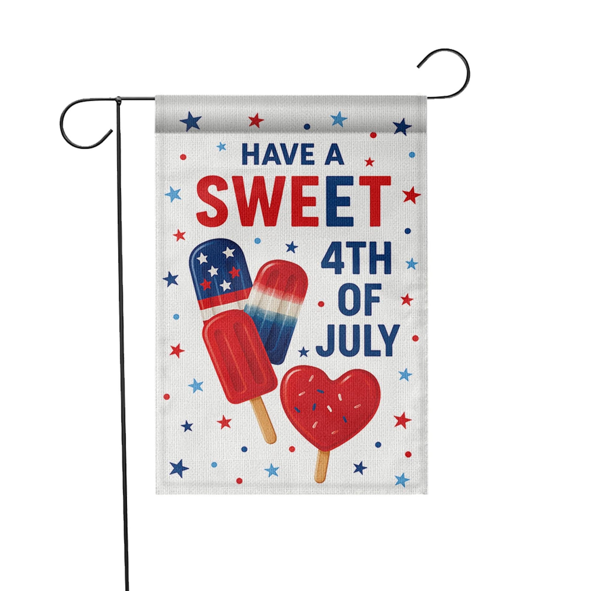 Sweet 4th of July Garden Flag – Patriotic Ice Cream Outdoor Decor, Red White Blue Holiday Yard Flag, Summer Independence Day Banner