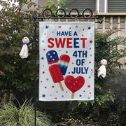 Sweet 4th of July Garden Flag – Patriotic Ice Cream Outdoor Decor, Red White Blue Holiday Yard Flag, Summer Independence Day Banner