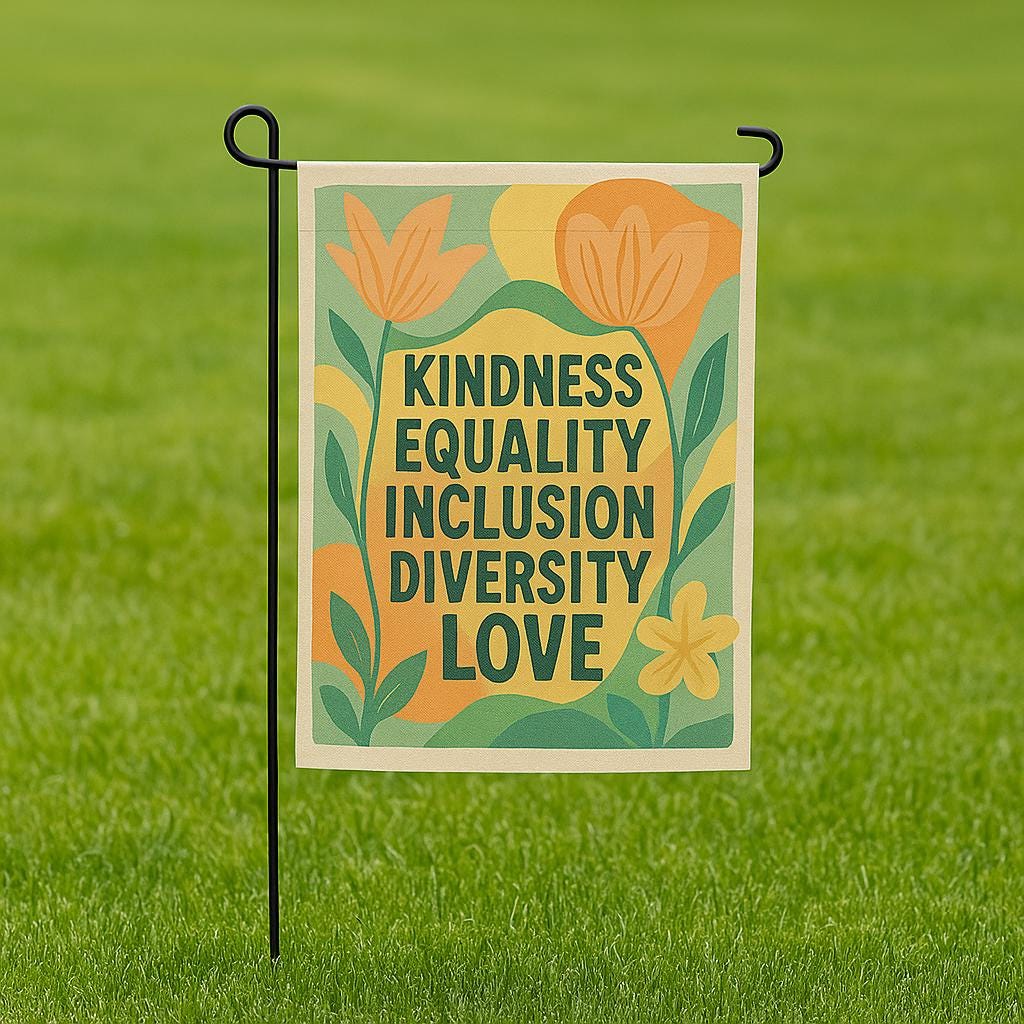 Kindness Equality Inclusion Garden Flag, Diversity Love Yard Sign, Colorful Outdoor Decor, Inspirational Pride Flag for Lawn or Porch