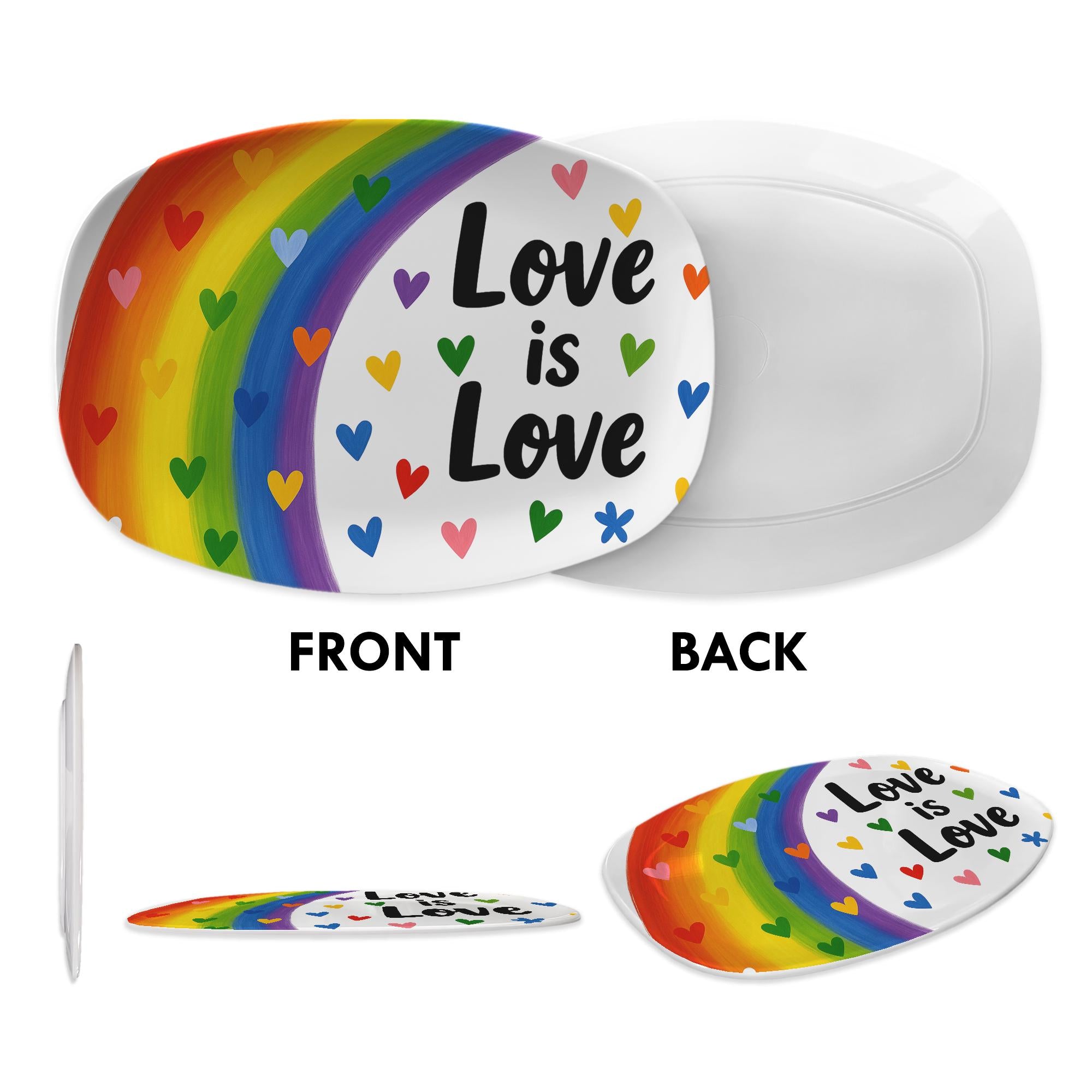 Love is Love Rainbow Platter – Colorful LGBT Pride Serving Tray, Equality Kitchen Decor, LGBTQ+ Gift, Gay Pride Party Plate