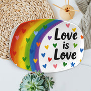 Love is Love Rainbow Platter – Colorful LGBT Pride Serving Tray, Equality Kitchen Decor, LGBTQ+ Gift, Gay Pride Party Plate