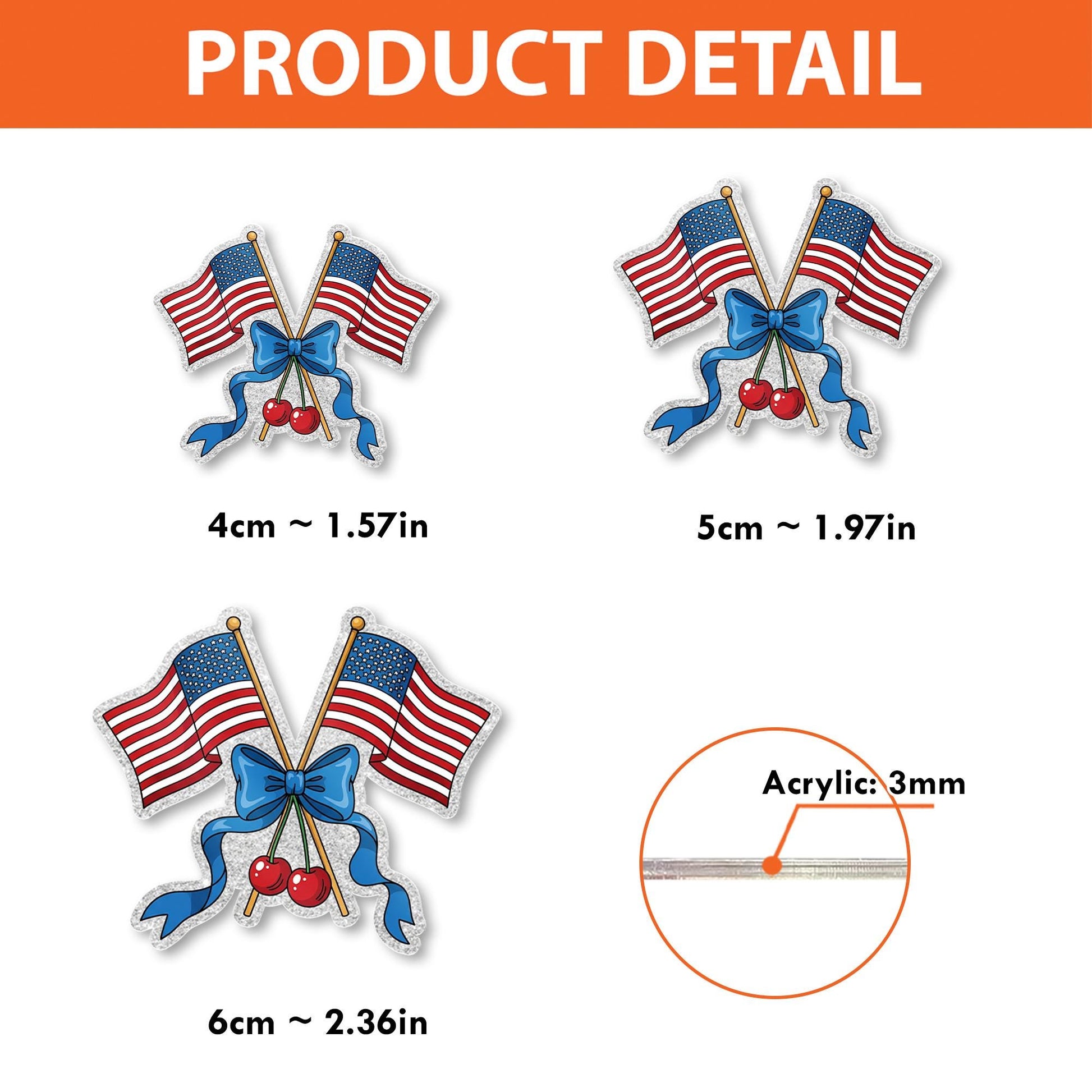 Patriotic Cherry Badge Reel – 4th of July American Flag Bow ID Clip – Cute Retractable Badge Holder for Nurse, Teacher, Office
