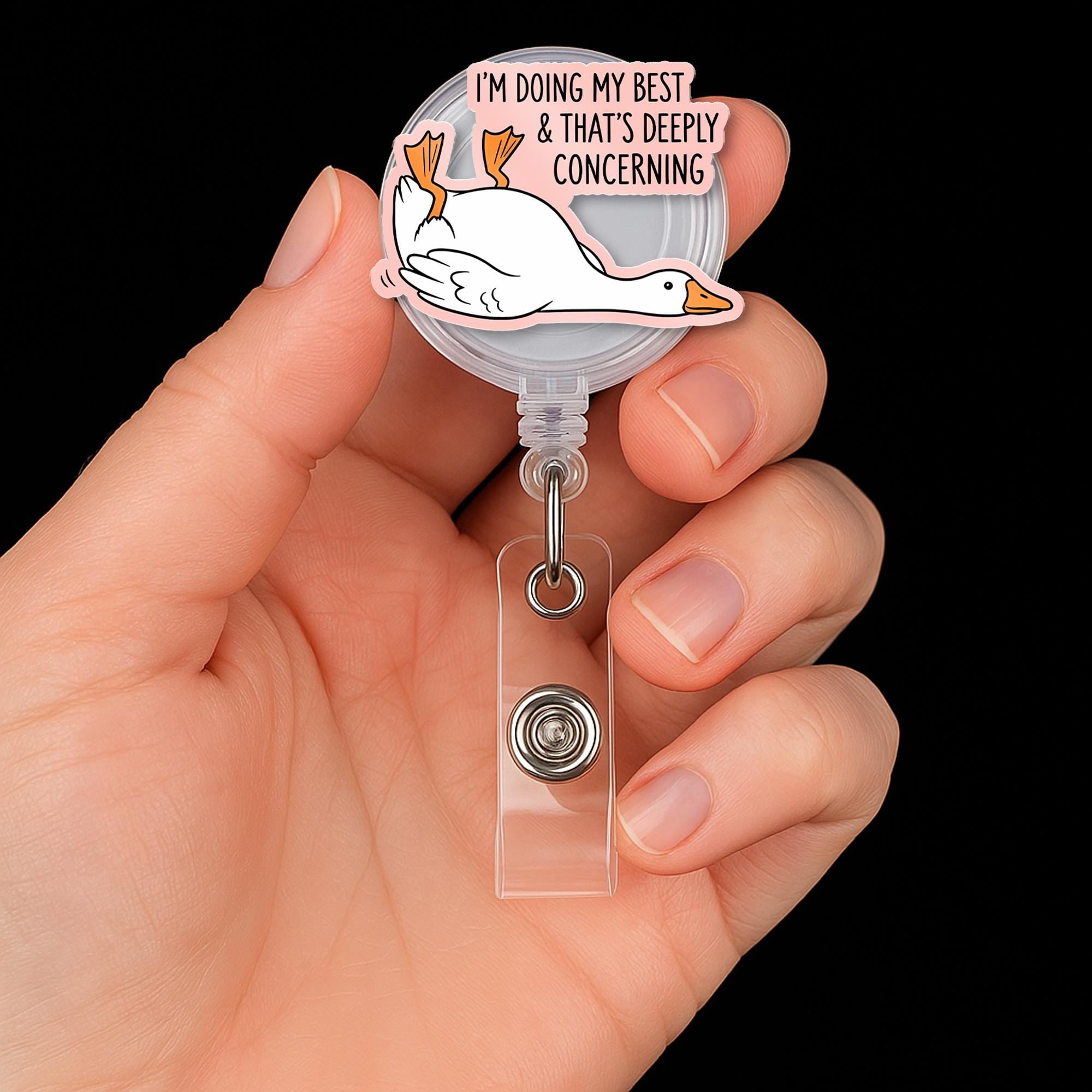 Funny Goose Badge Reel, I'm Doing My Best ID Holder, Cute Nurse Badge Clip, Sarcastic Badge Reel, Work Humor Accessory