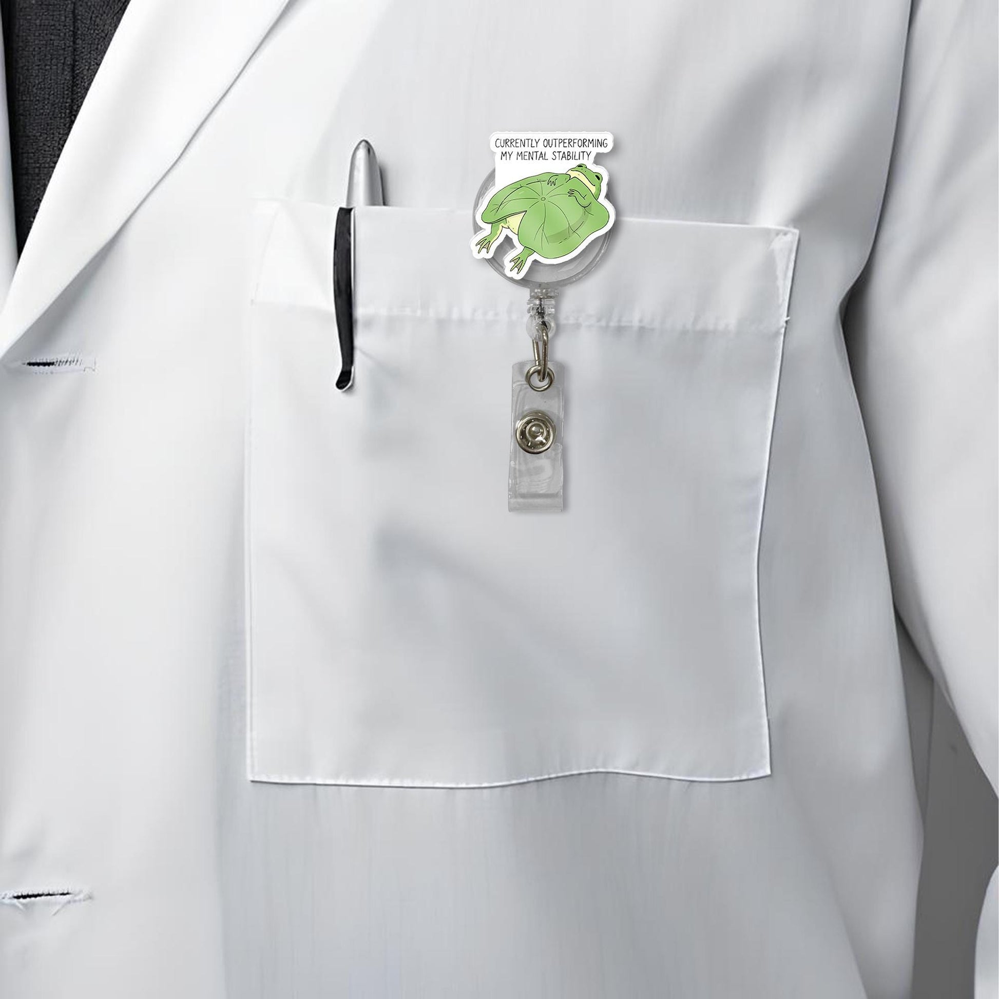 Funny Frog Badge Reel, Mental Stability Quote ID Holder, Cute Nurse Badge Clip, Sarcastic Work Humor, Amphibian Office Gift, Funny Anxiety