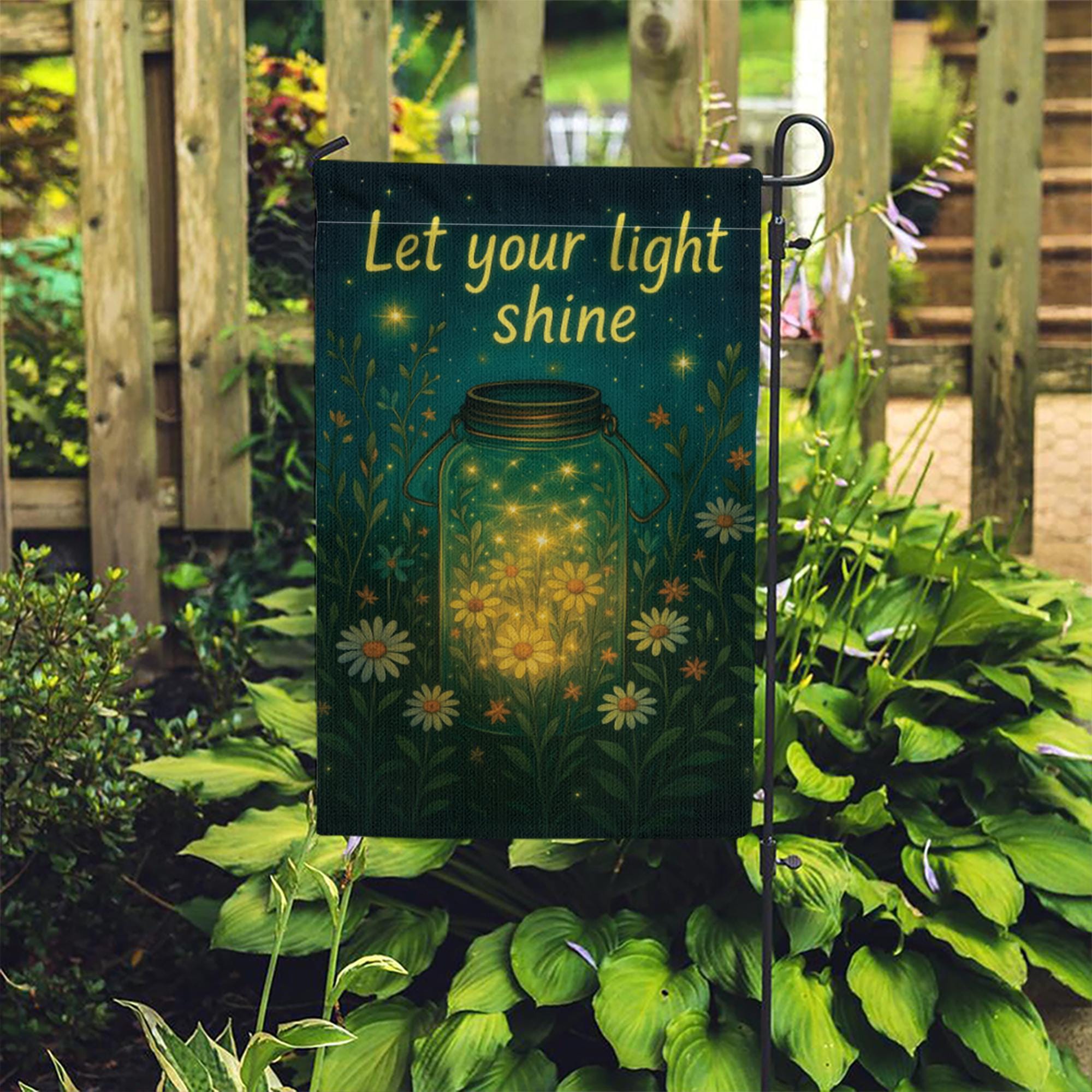 Let Your Light Shine Garden Flag – Inspirational Outdoor Decor, Floral Mason Jar Yard Flag, Uplifting Spring Summer Porch Banner