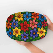 Colorful Floral Platter – Vibrant Flower Design Serving Tray, Garden Kitchen Decor, Summer Party Tableware, Gift for Garden Lovers