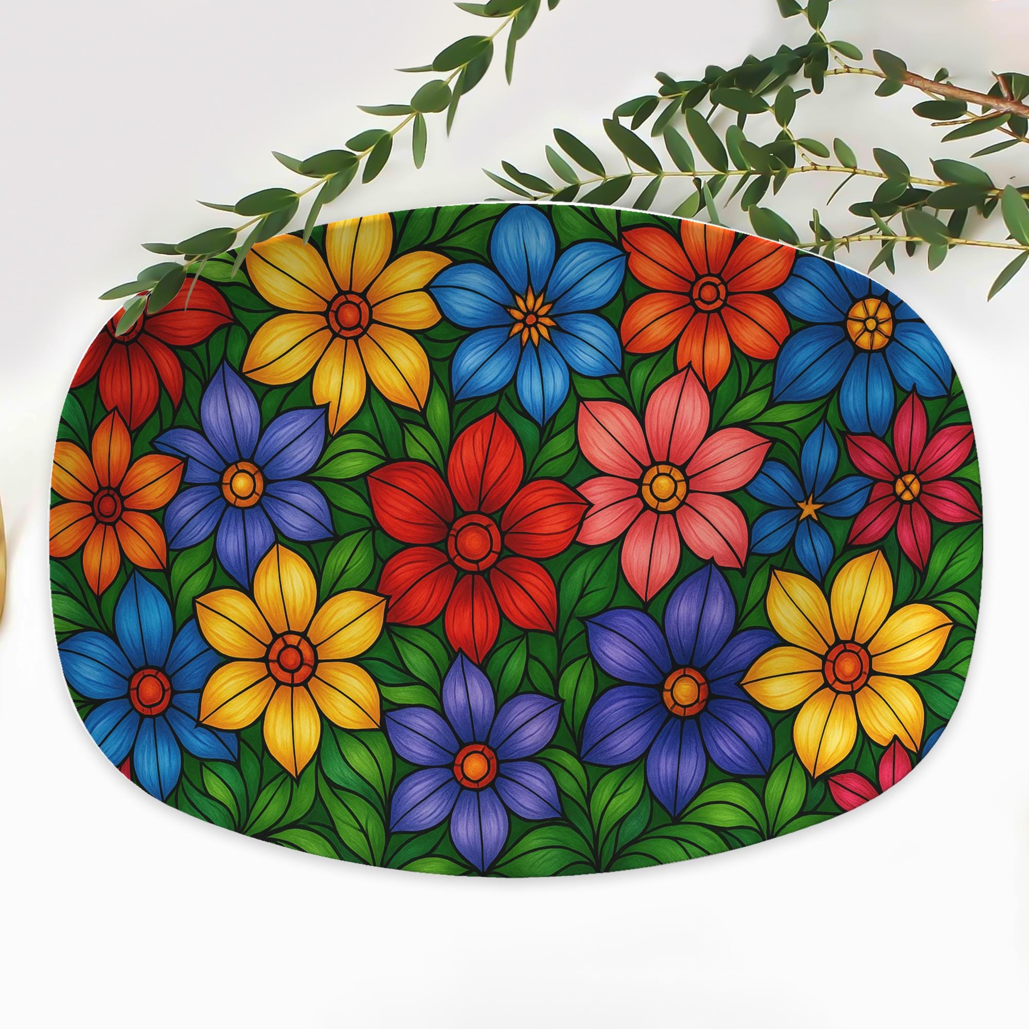 Colorful Floral Platter – Vibrant Flower Design Serving Tray, Garden Kitchen Decor, Summer Party Tableware, Gift for Garden Lovers
