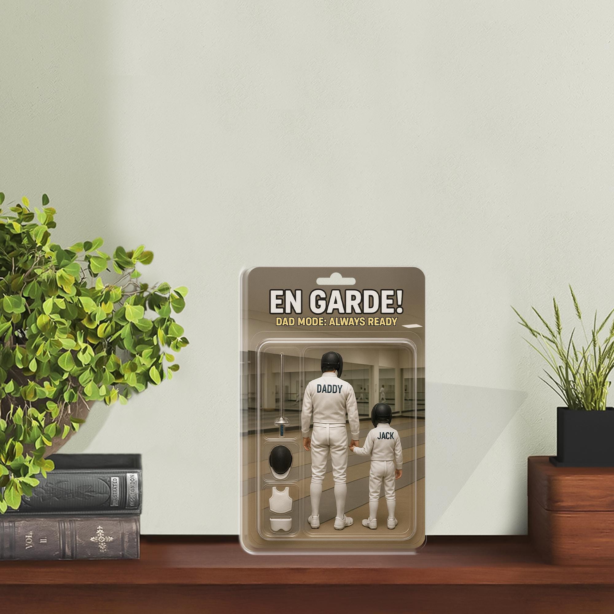 Personalized Fencing No. 1 Dad Grandpa Man & Kids Acrylic Block Plaque, Father's Day Gift for Fencing Dad, Husband Gifts, Dad Keepsake Gift