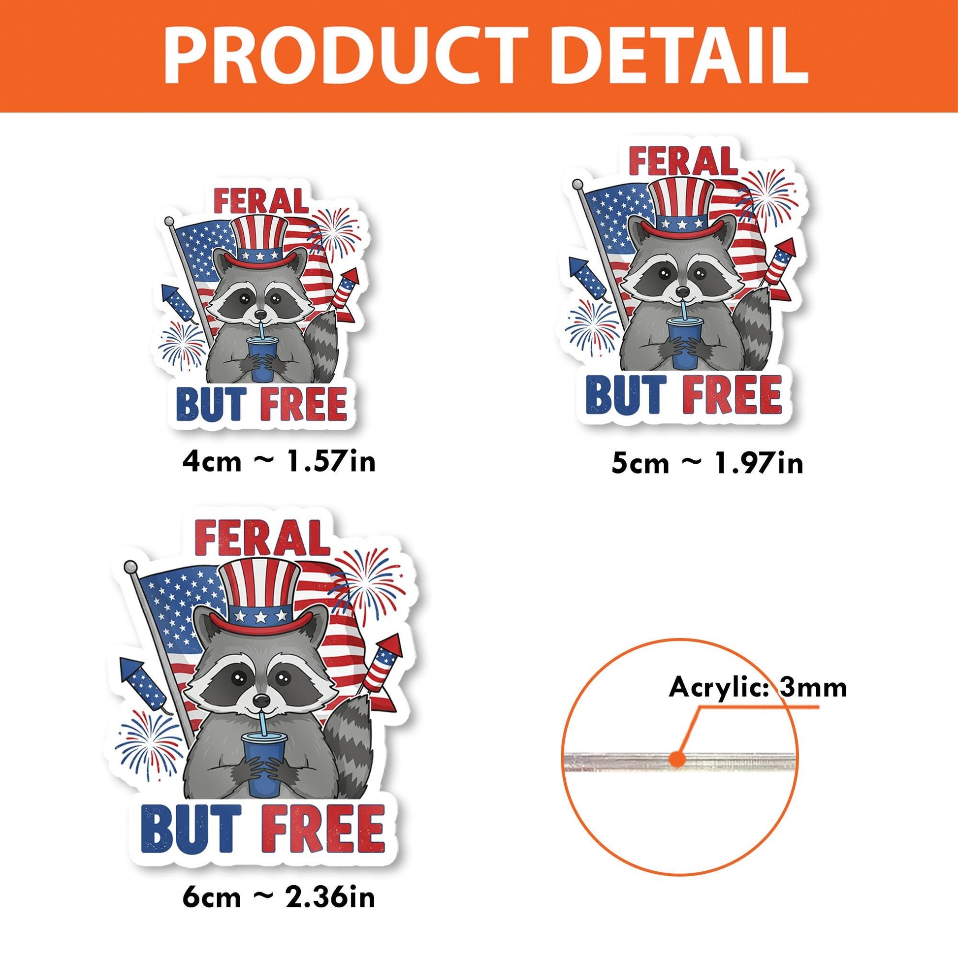 Feral But Free Raccoon Badge Reel - Patriotic Animal Retractable ID Holder, Funny 4th of July Nurse Teacher Office Gift