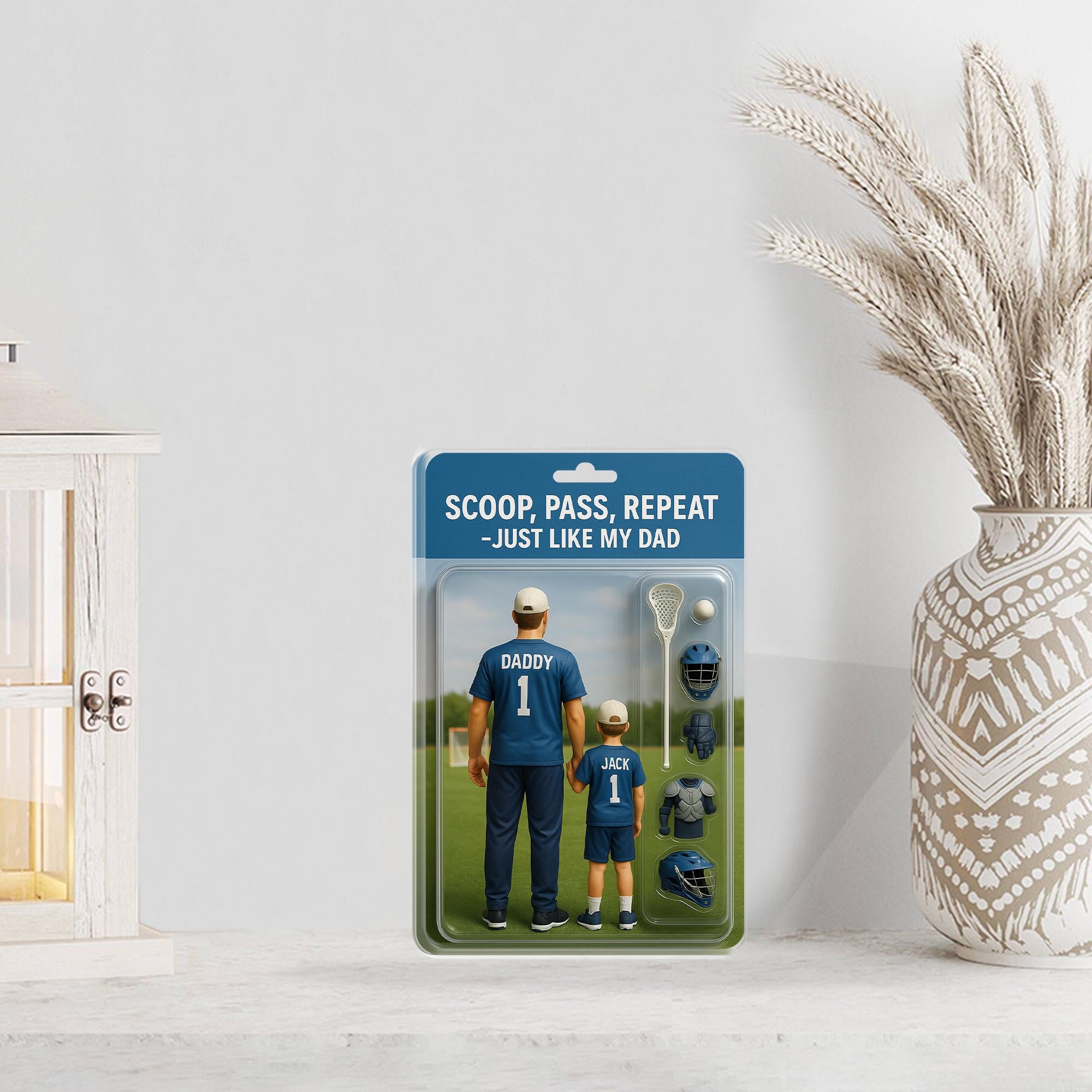 Personalized Lacrosse No. 1 Dad Grandpa Man & Kids Acrylic Block Plaque, Father's Day Gift for Snowboarding Dad, Husband, Lacrosse Dad Gift
