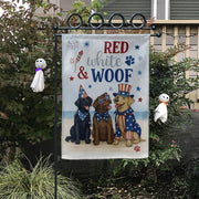 Red White and Woof Garden Flag – 4th of July Patriotic Dog Flag, Independence Day Outdoor Decor, Cute USA Dog Party Yard Banner