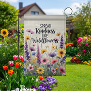 Wildflower Garden Flag, Spread Kindness Outdoor Decor, Floral Yard Flag, Inspirational Summer Banner, Cottagecore Garden Sign