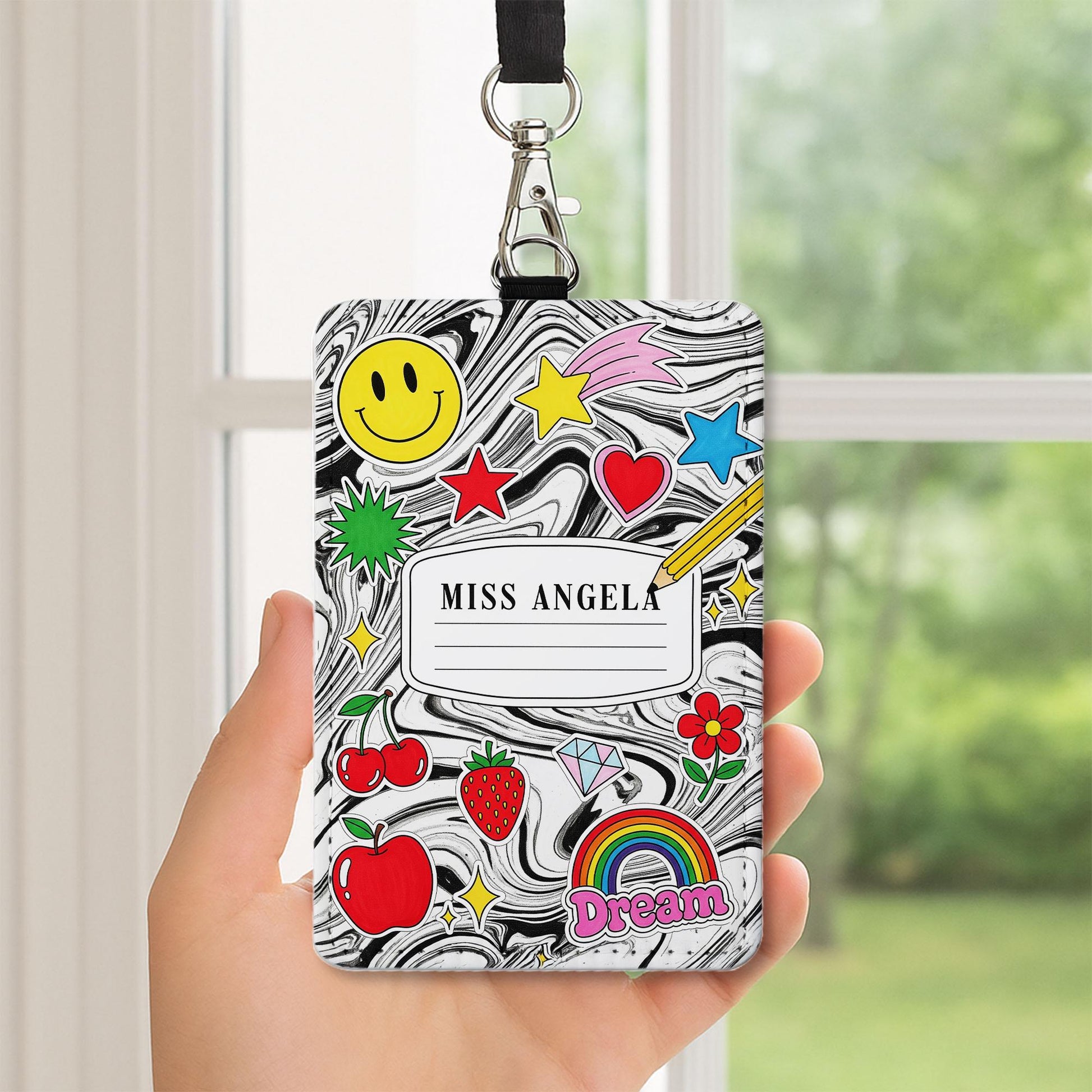 Personalized Teacher Badge Holder, Cute Name Tag Lanyard, Custom ID Holder for Women,Fun School Accessories,Teacher Gift Idea,back to school