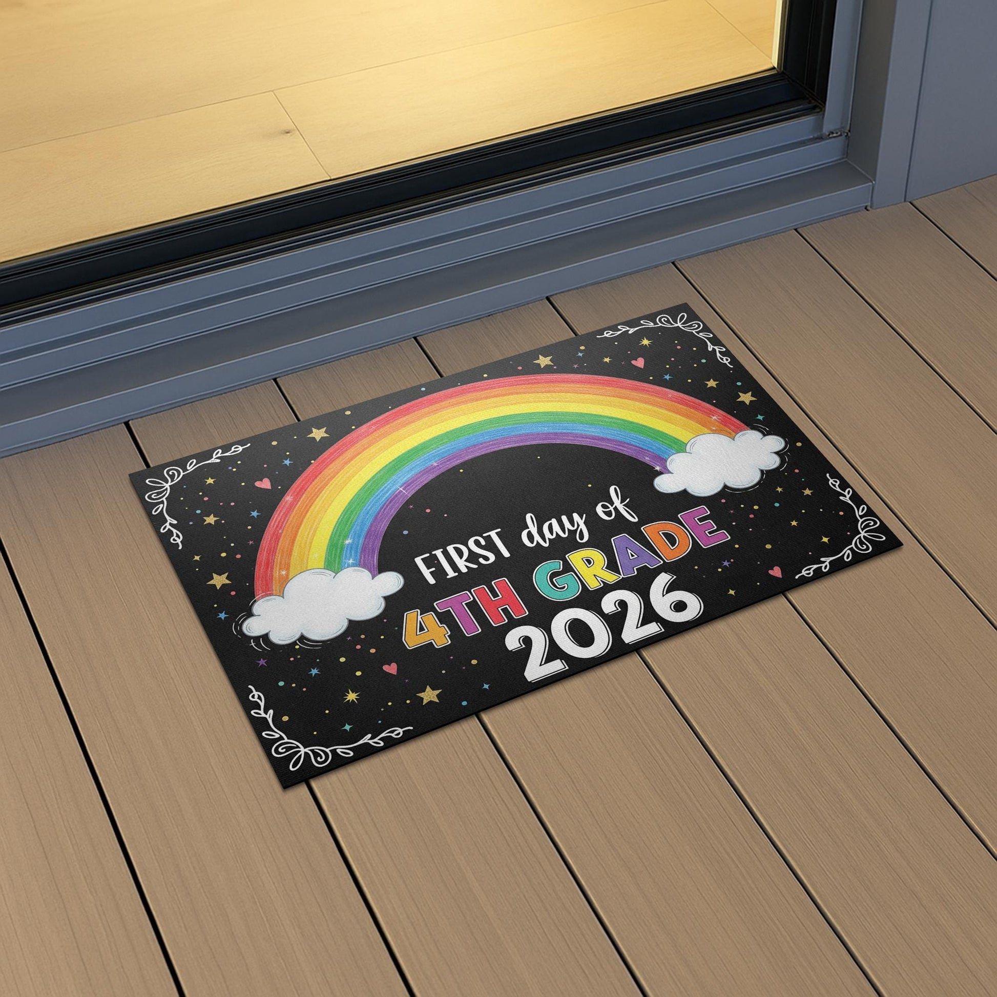 First Day of School Doormat, Custom Grade Rainbow Mat, 4th Grade 2026 Rug, Personalized Back to School Decor, Classroom Welcome Mat