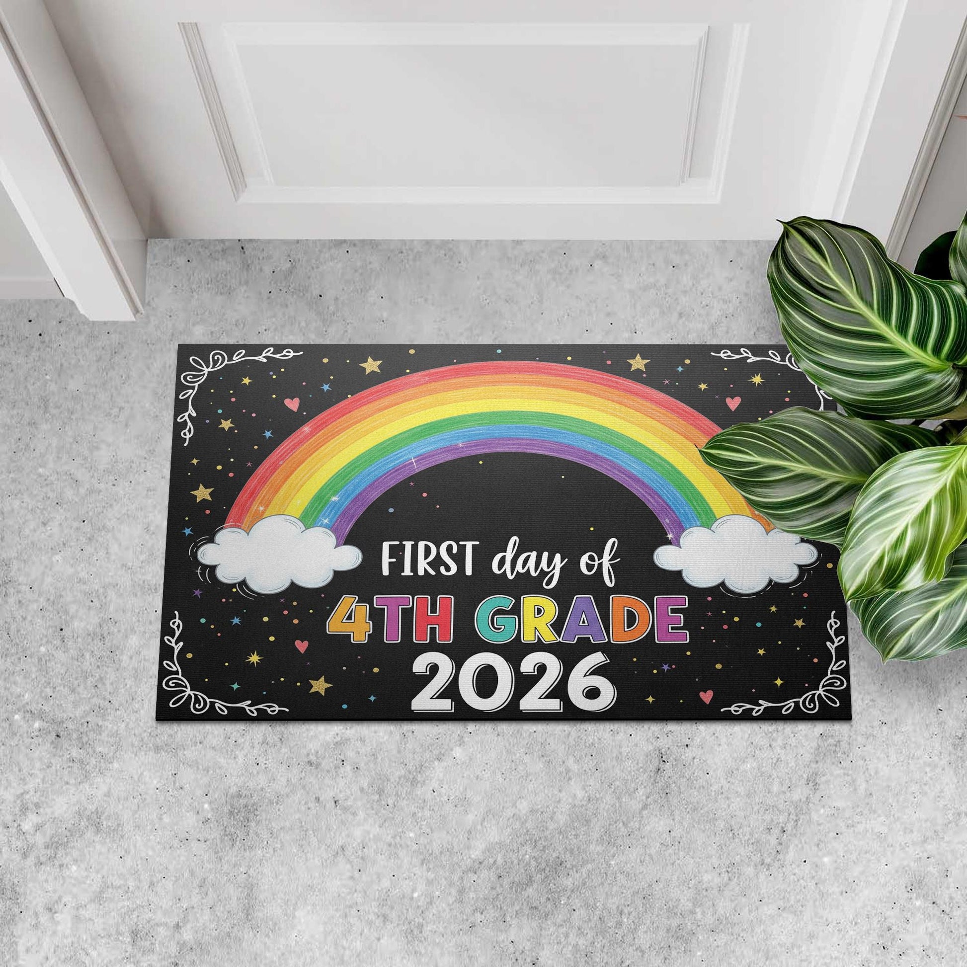 First Day of School Doormat, Custom Grade Rainbow Mat, 4th Grade 2026 Rug, Personalized Back to School Decor, Classroom Welcome Mat
