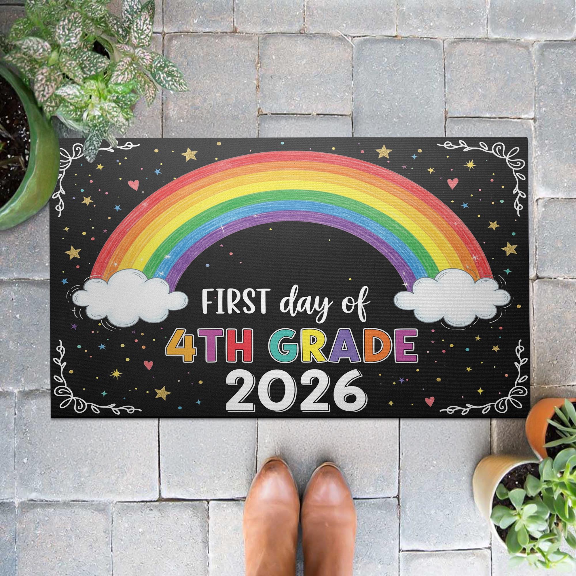 First Day of School Doormat, Custom Grade Rainbow Mat, 4th Grade 2026 Rug, Personalized Back to School Decor, Classroom Welcome Mat