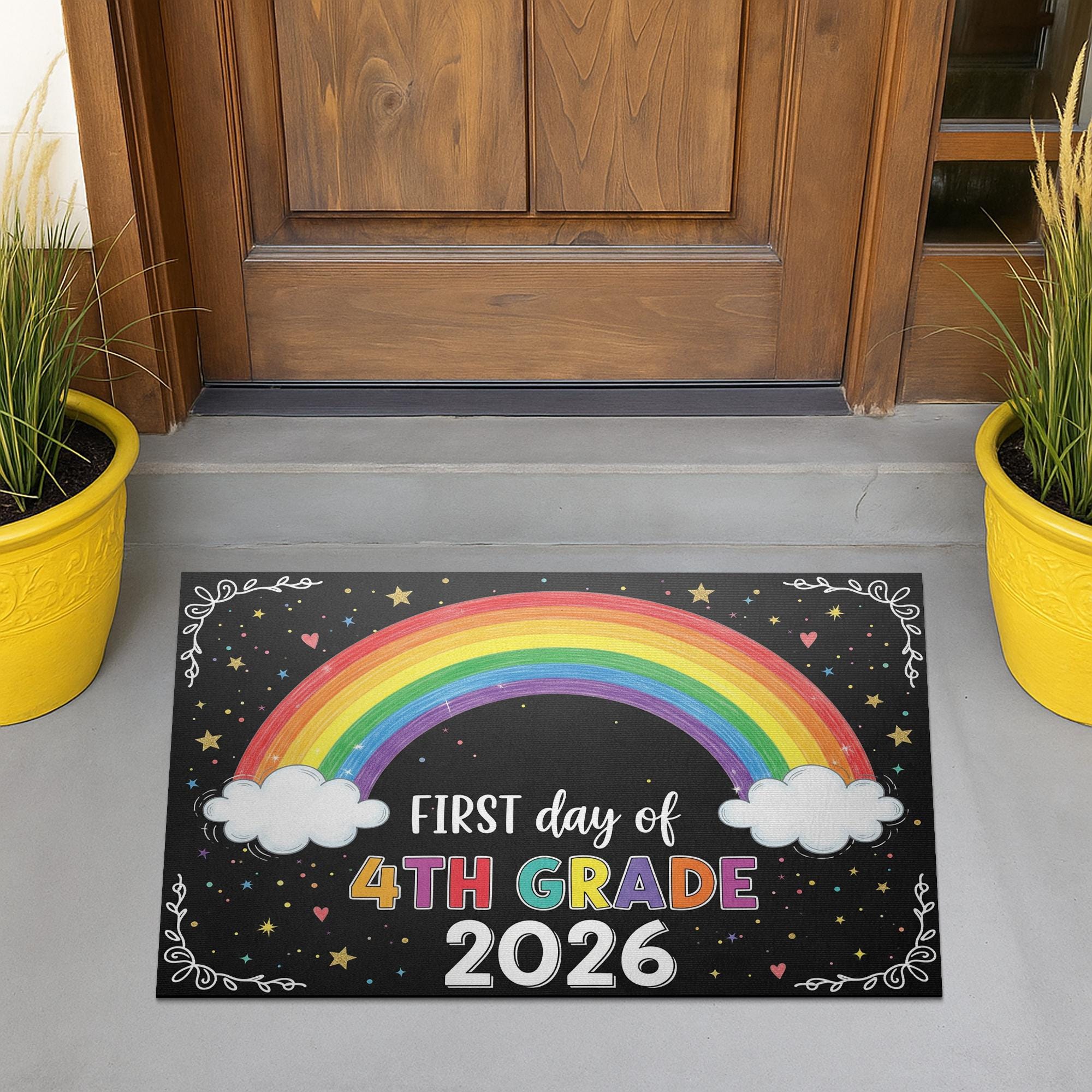 First Day of School Doormat, Custom Grade Rainbow Mat, 4th Grade 2026 Rug, Personalized Back to School Decor, Classroom Welcome Mat