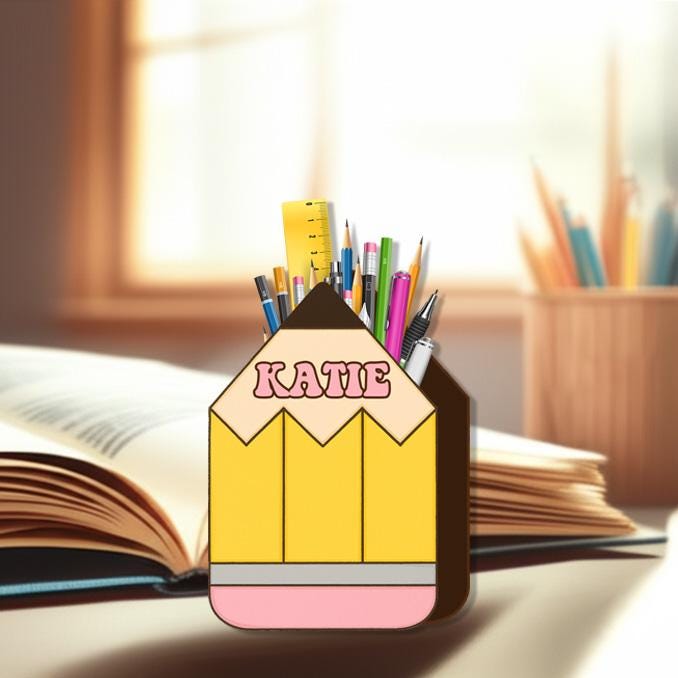 Personalized Pencil Shaped Desk Organizer for Kids, Custom Name Pencil Holder for Teachers, Students, Classroom Decor, Back To School Gift