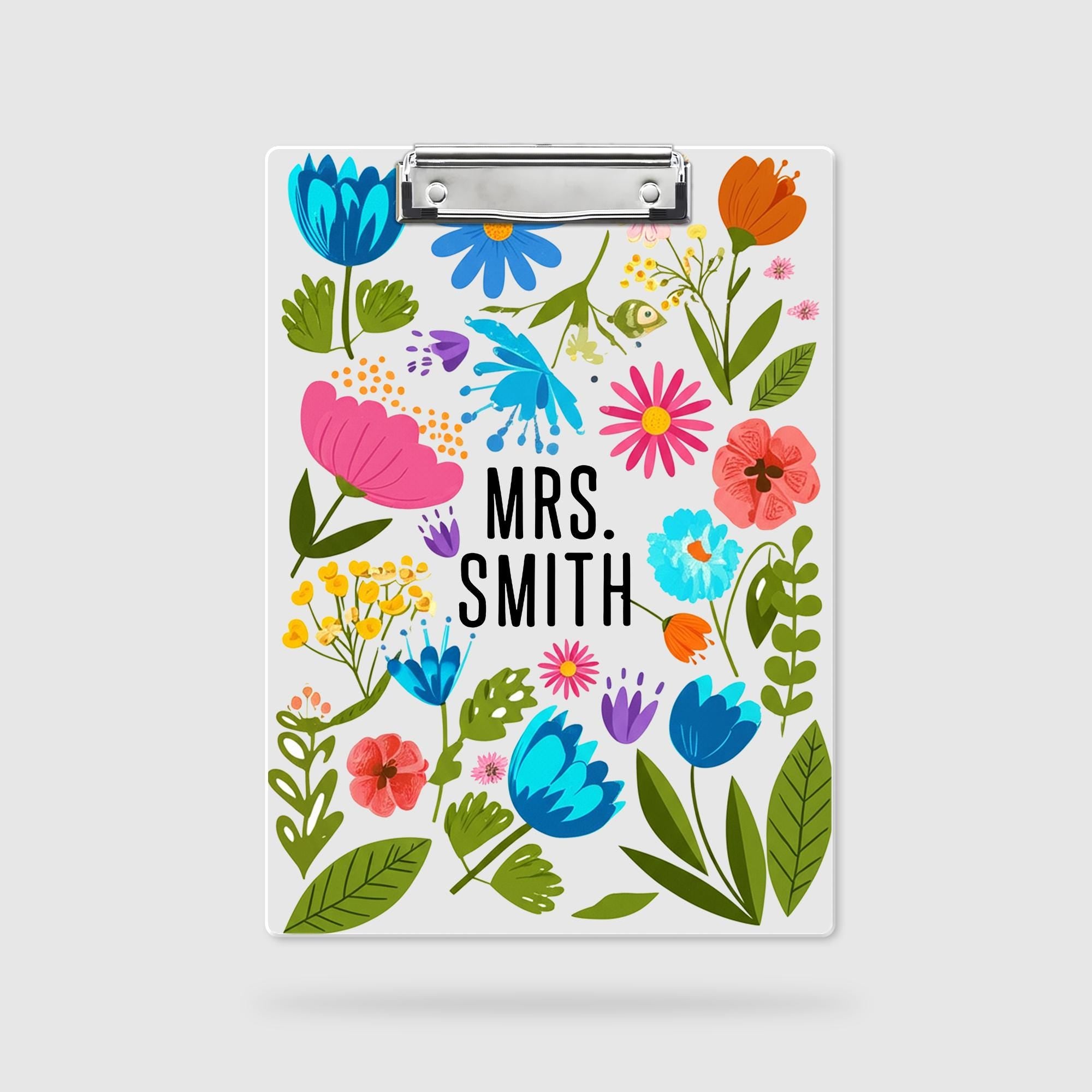 Personalized Teacher Clipboard, Custom Name Clipboard for Teacher, Floral Clipboard Gift, Cute School Office Supplies, Back To School Supply
