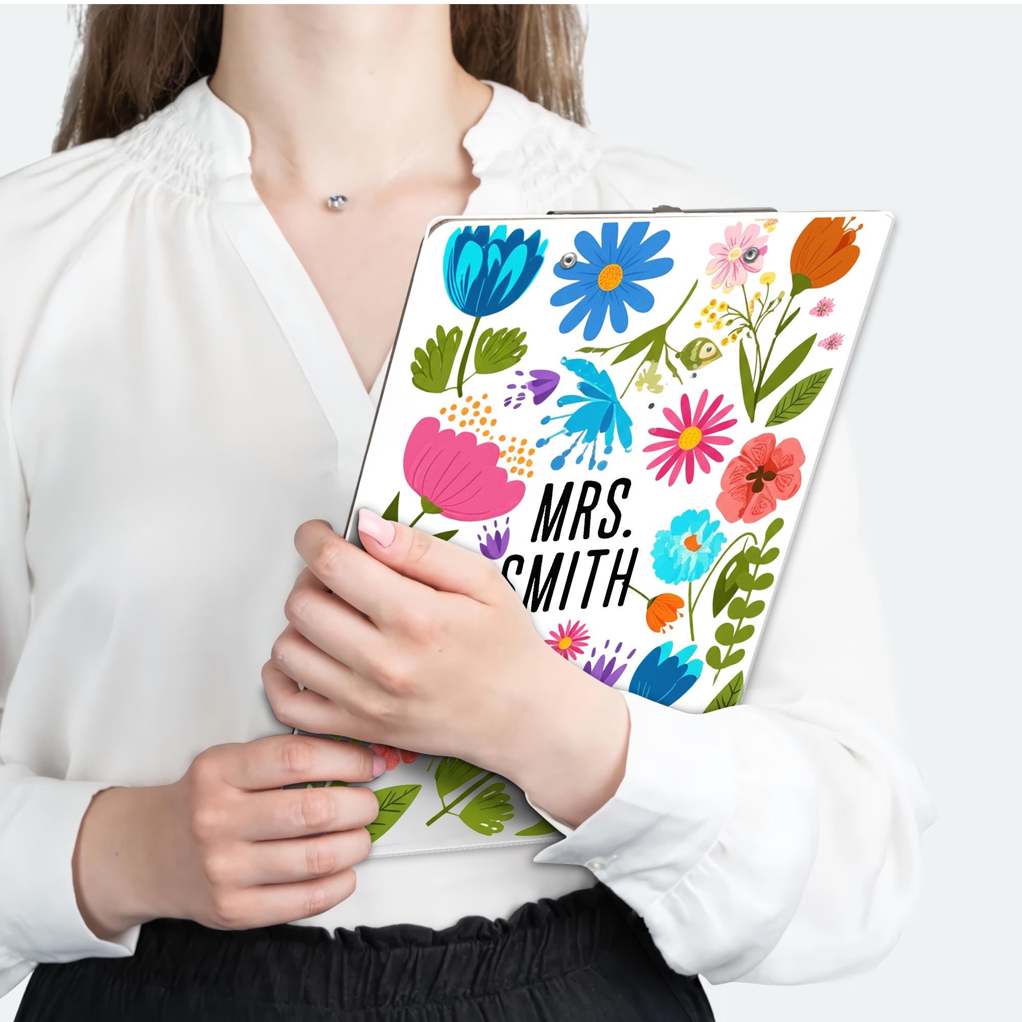 Personalized Teacher Clipboard, Custom Name Clipboard for Teacher, Floral Clipboard Gift, Cute School Office Supplies, Back To School Supply