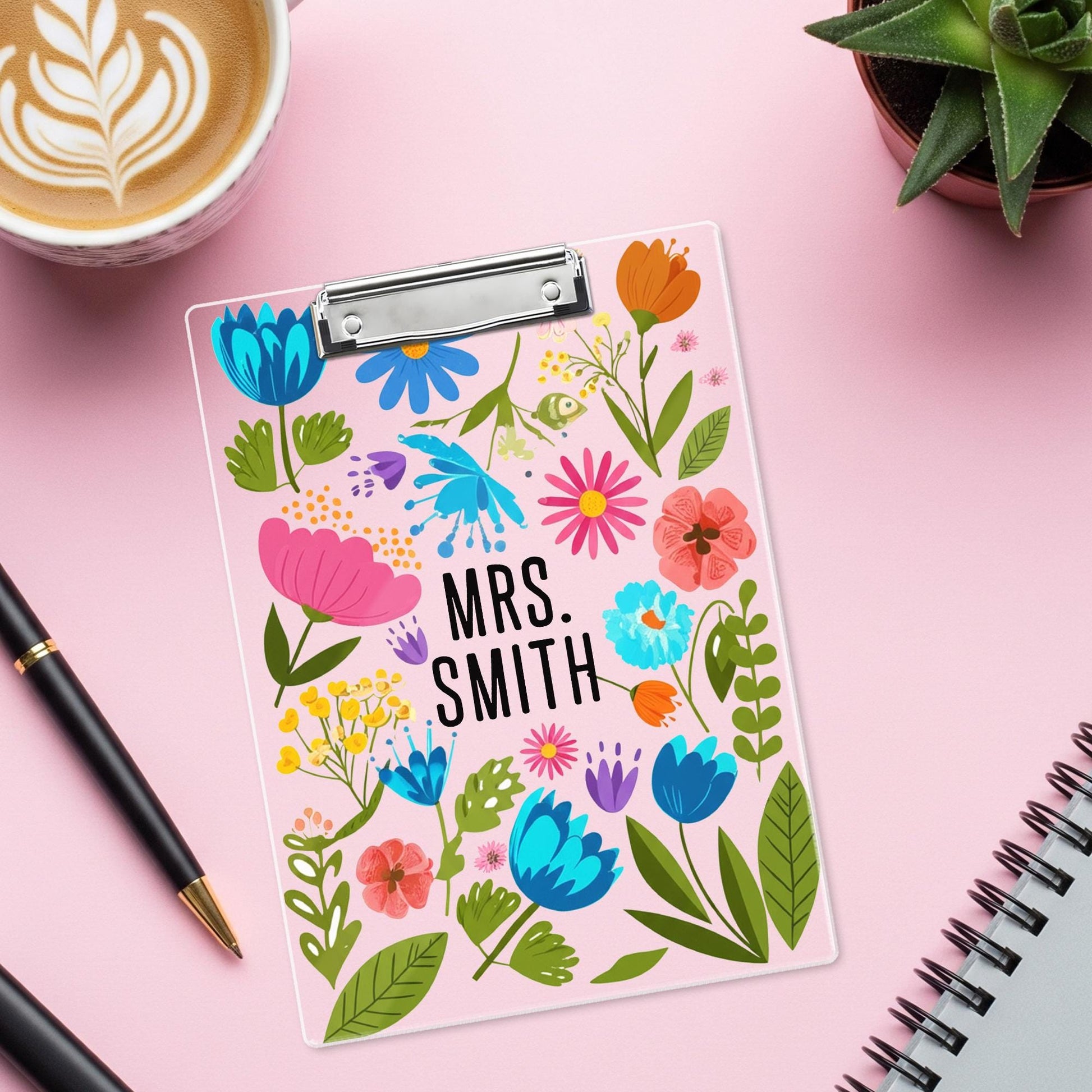 Personalized Teacher Clipboard, Custom Name Clipboard for Teacher, Floral Clipboard Gift, Cute School Office Supplies, Back To School Supply