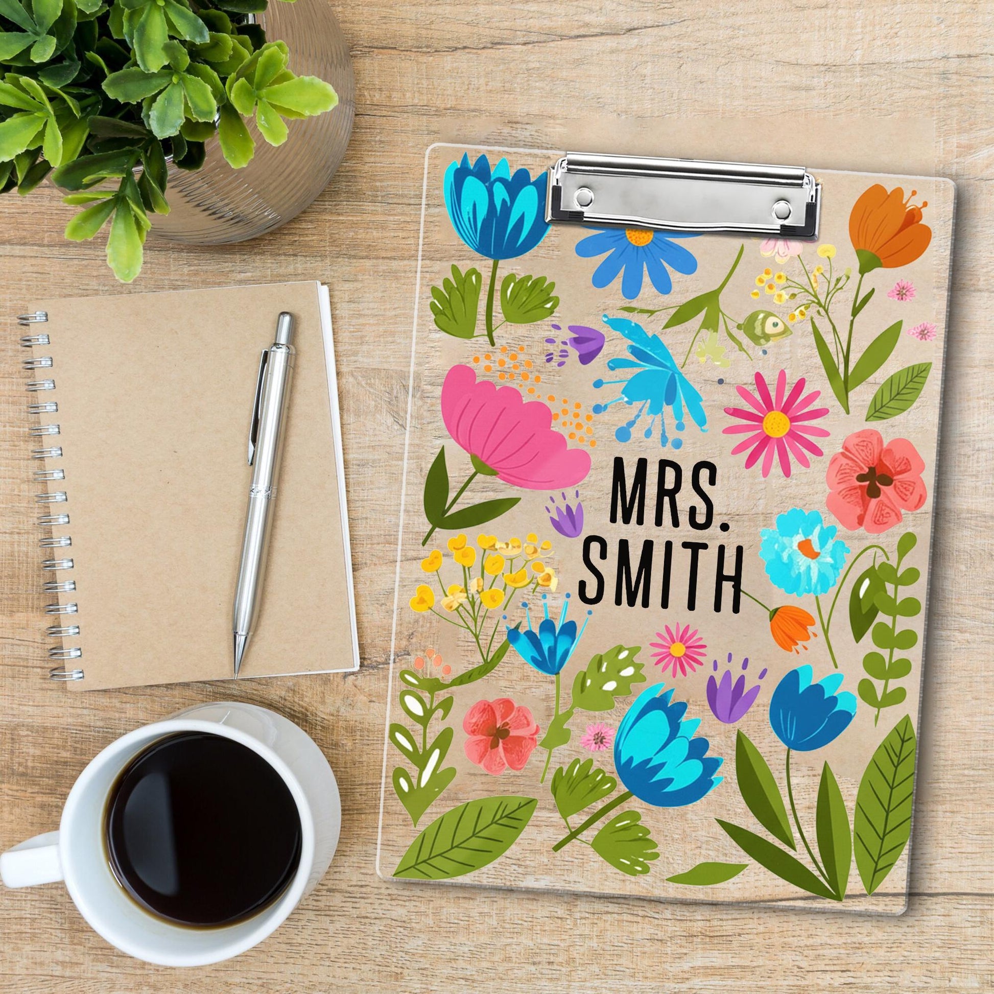 Personalized Teacher Clipboard, Custom Name Clipboard for Teacher, Floral Clipboard Gift, Cute School Office Supplies, Back To School Supply