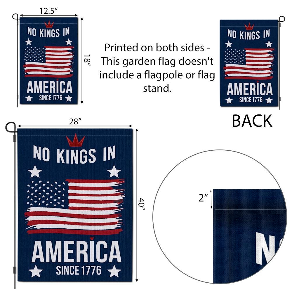 No Kings in America Garden Flag, Patriotic 4th of July Yard Decor, Since 1776 USA Flag, Independence Day Outdoor Banner