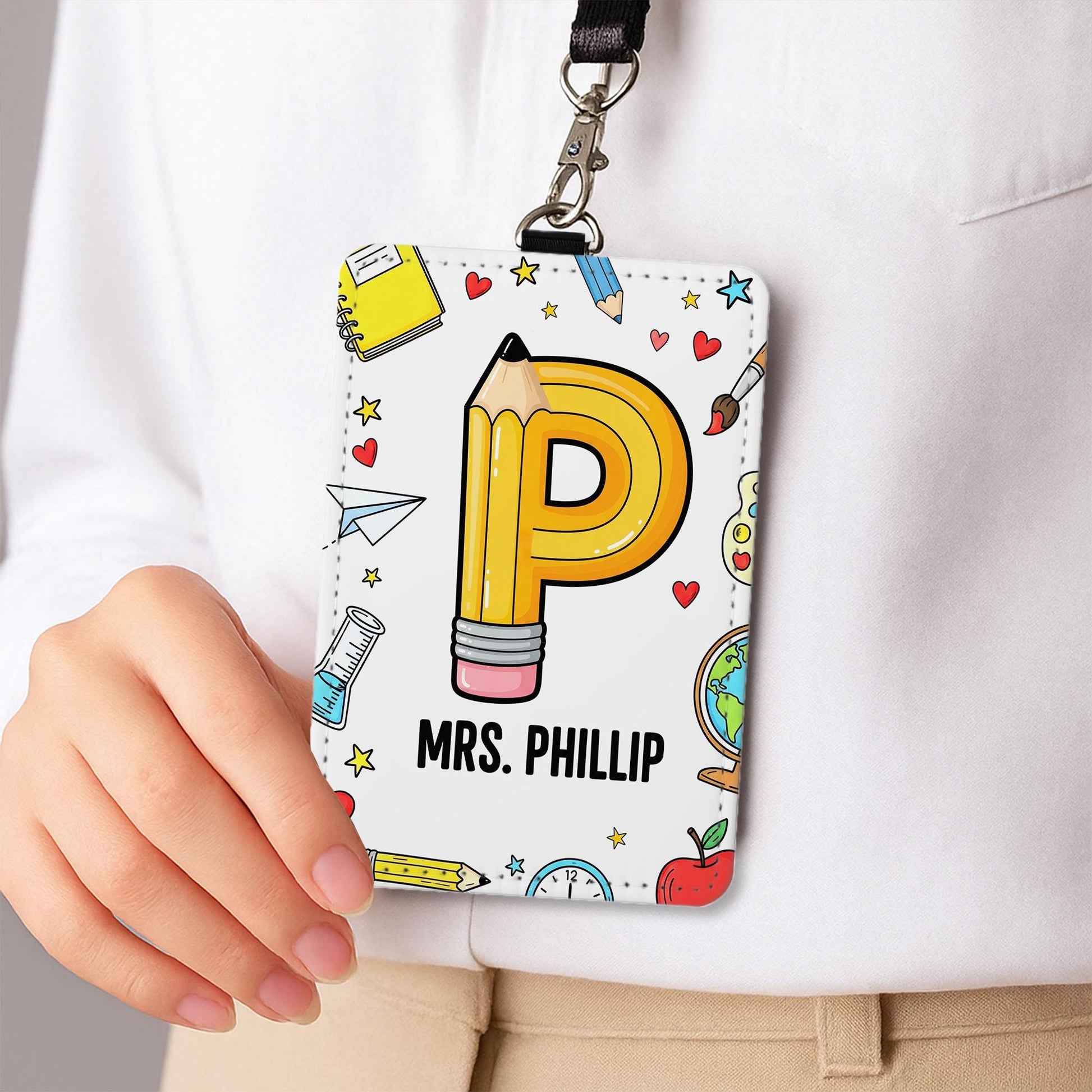 Personalized Teacher Badge Reel, Cute Retractable ID Holder, Funny Teacher Gift, Classroom Accessory, Back to School