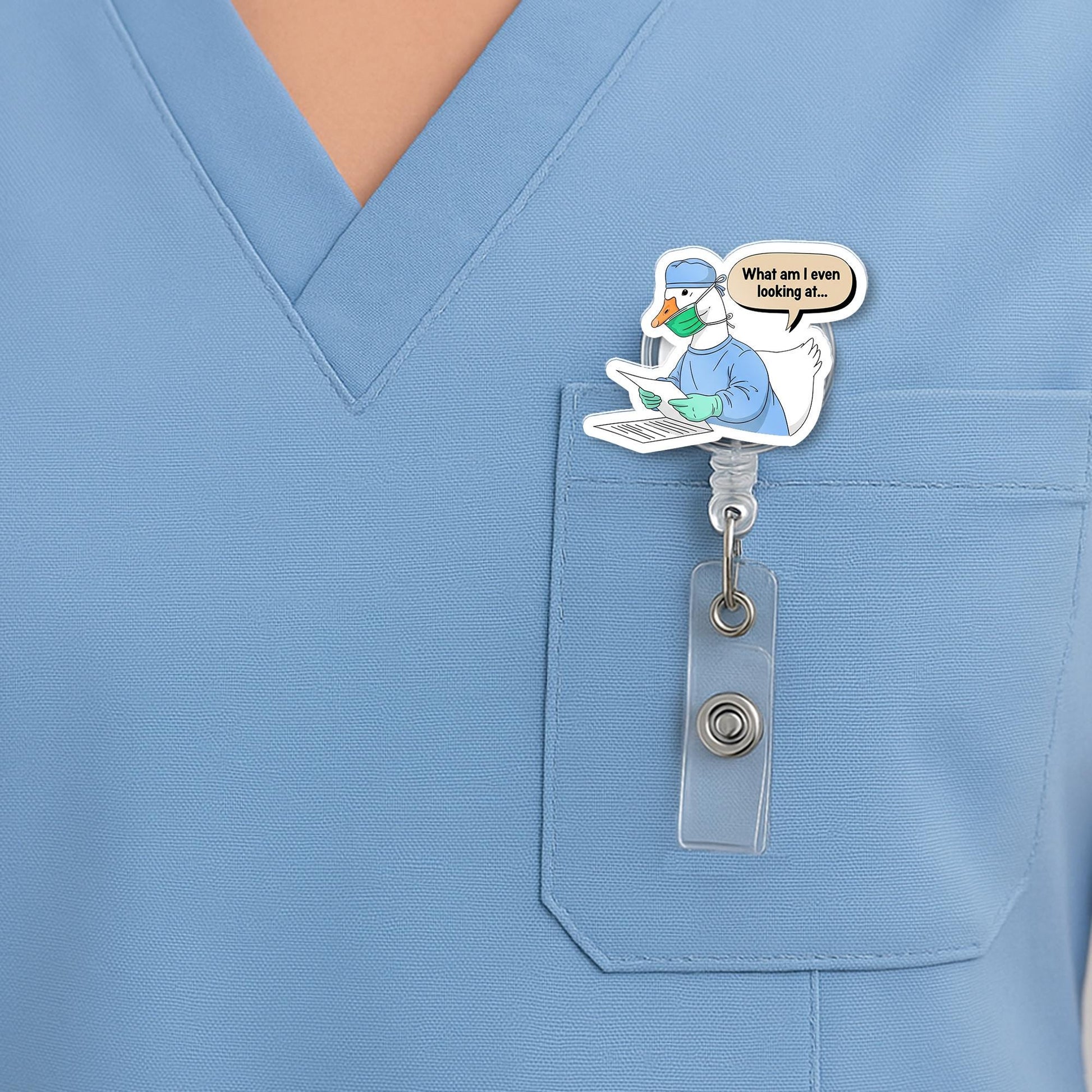 Funny Goose Medical Badge Reel, What Am I Even Looking At ID Holder, Surgeon Clip, Gift for Nurses, Doctors, Student Lanyard, Hospital Staff