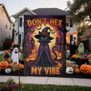 Don't Hex My Vibe Garden Flag, Funny Black Cat Halloween Yard Decor, Spooky Witchy Outdoor Banner, Whimsical Witch Cat Lover Gift