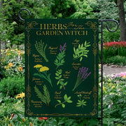 Witchy Garden Flag, Herbs for the Garden Witch Banner, Botanical Outdoor Decor, Magical Herb Garden Art, Pagan Home & Garden Gift