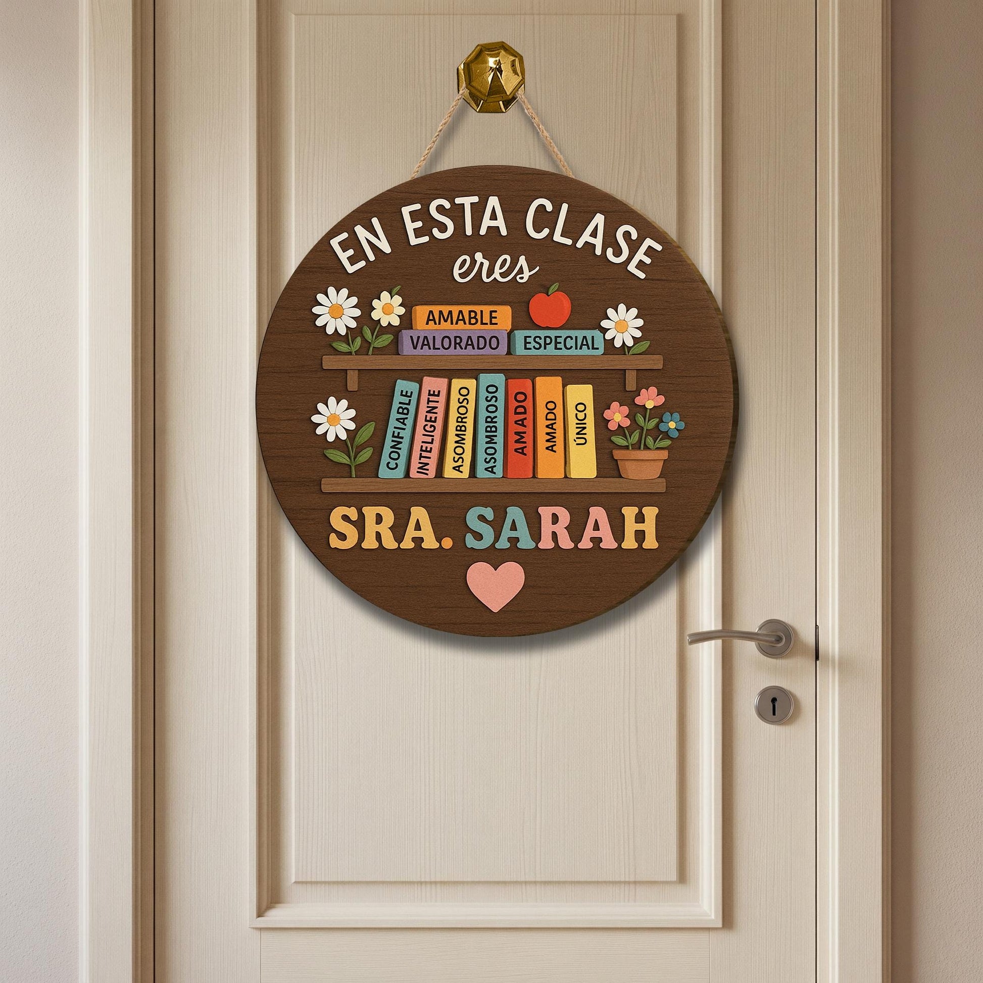Custom Classroom Door Hanger, Back to School Sign, En Esta Clase Eres, Personalized Wooden Maestra Bilingue Signs, Bilingual Teacher Gift
