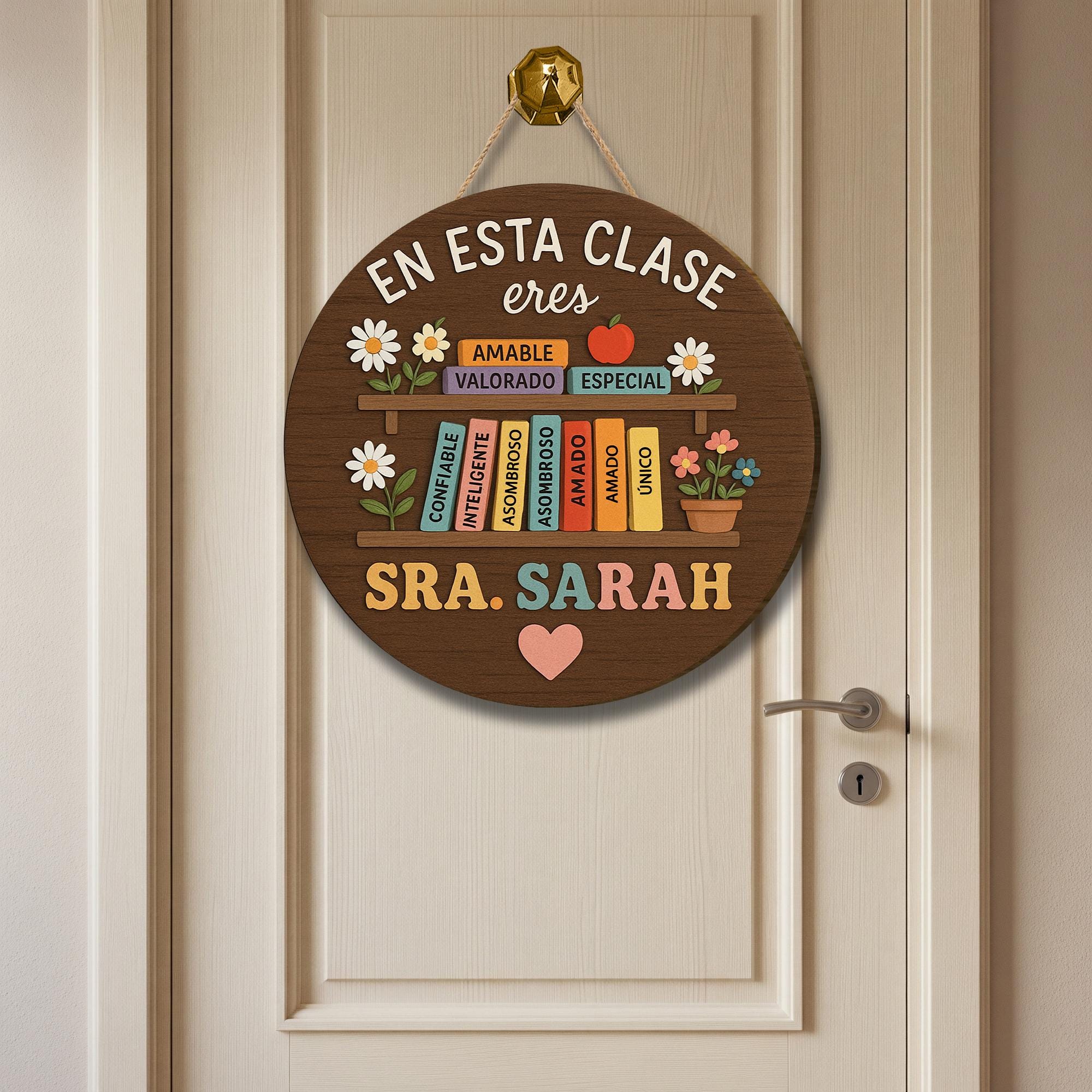 Custom Classroom Door Hanger, Back to School Sign, En Esta Clase Eres, Personalized Wooden Maestra Bilingue Signs, Bilingual Teacher Gift