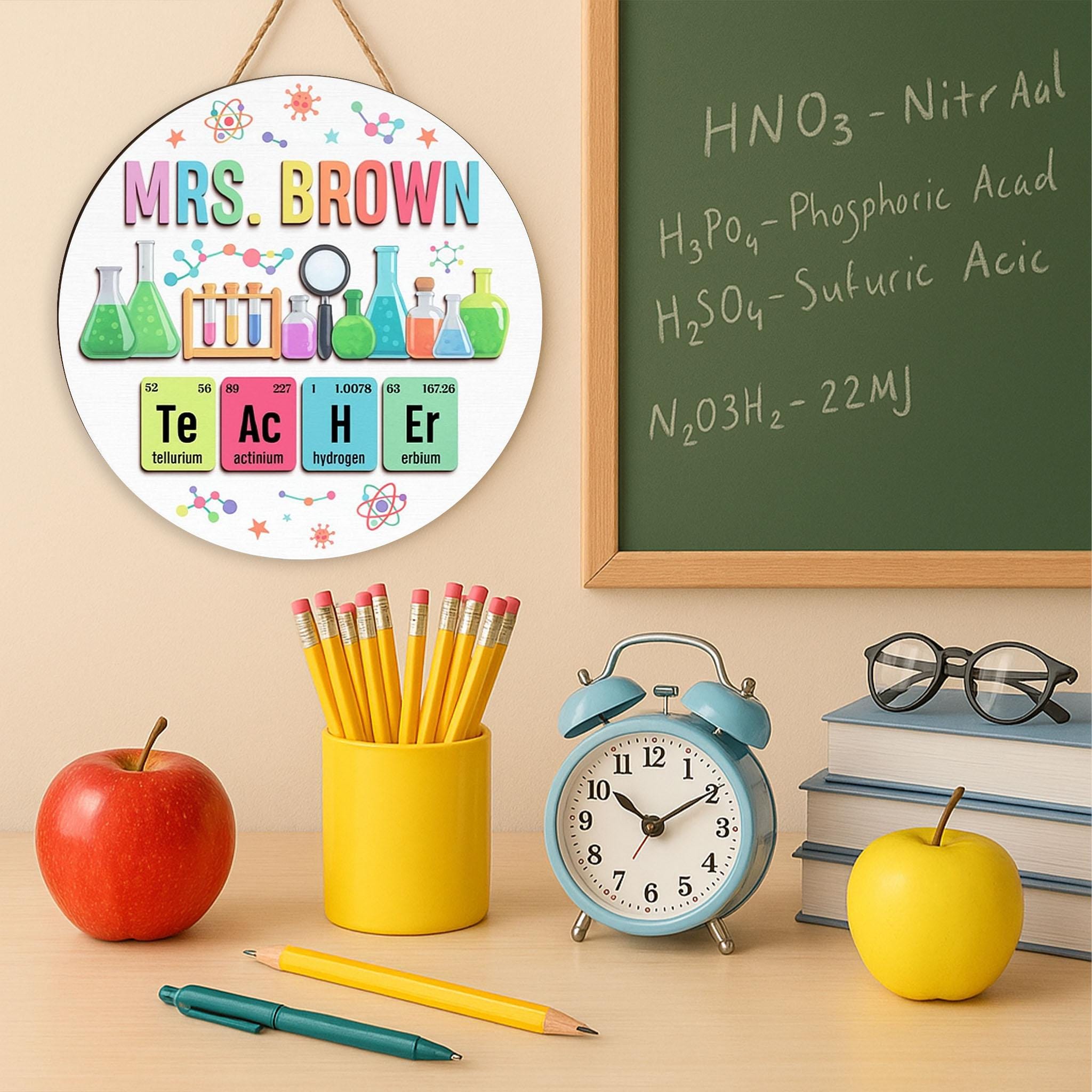 Custom Science Teacher Sign, Personalized Chemistry Door Decor, Back to School Gift for Teacher, Lab Theme Wooden Classroom Sign