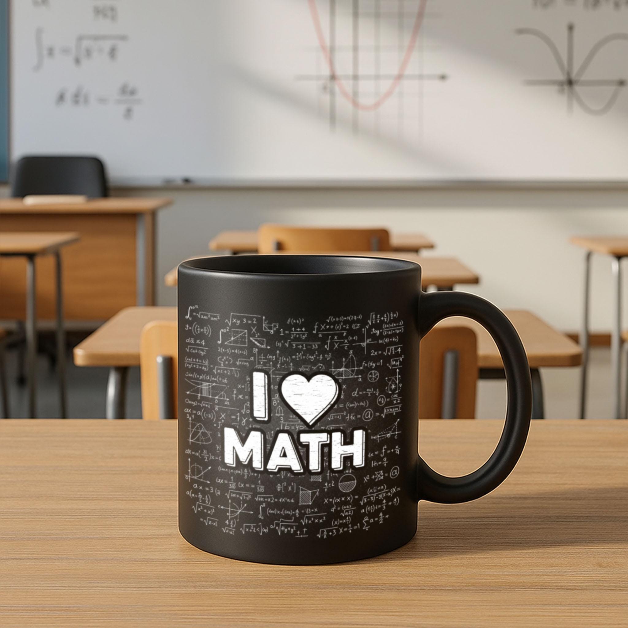 I Love Math Mug – Funny Math Teacher Gift, STEM Coffee Cup with Formula Design – Gift for Mathematicians, Students, or Nerds