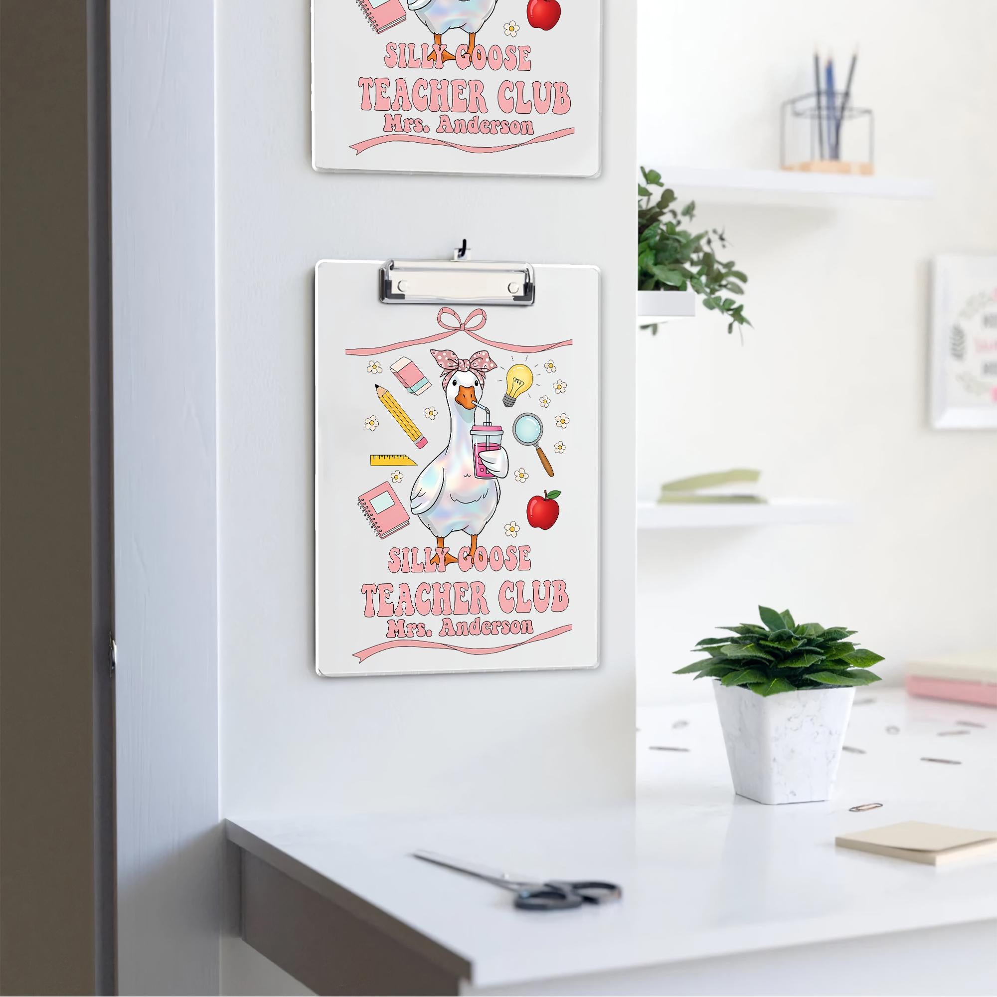 Personalized Silly Goose Teacher Club Clipboard, Custom Teacher Name, Cute End of Year Appreciation Gift, A4 Office School Supplies