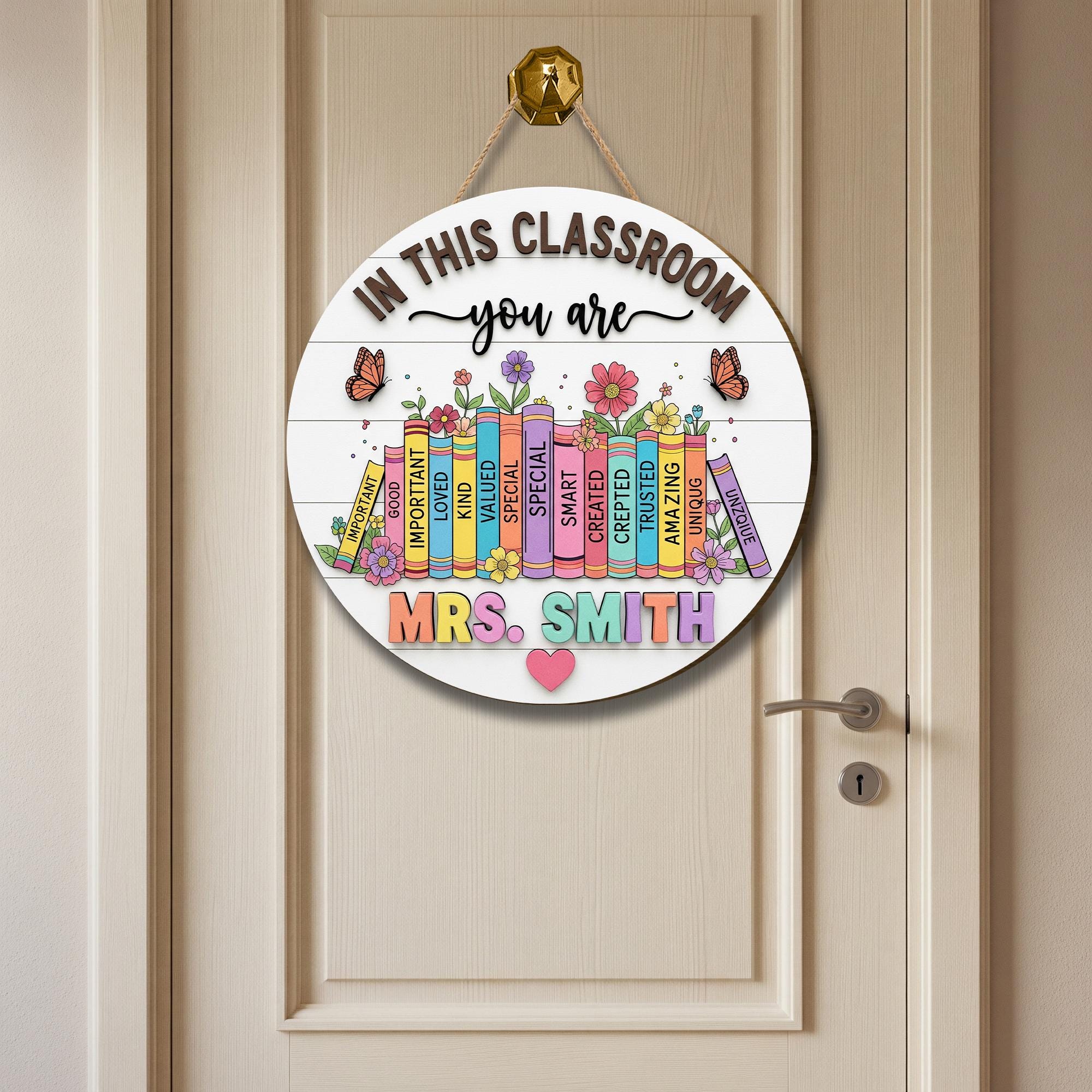 Custom Teacher Door Sign, Back to School Gift, Custom Classroom Decor, Teacher Gifts, In this Classroom You Are Sign, Teacher Door Hanger
