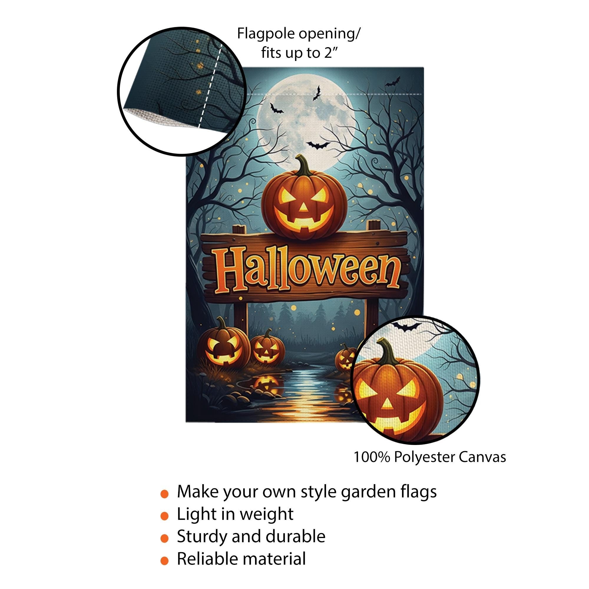 Halloween Garden Flag with Jack O'Lanterns | Fall Yard Decor | Spooky Pumpkin Outdoor Sign | Seasonal Autumn Decoration