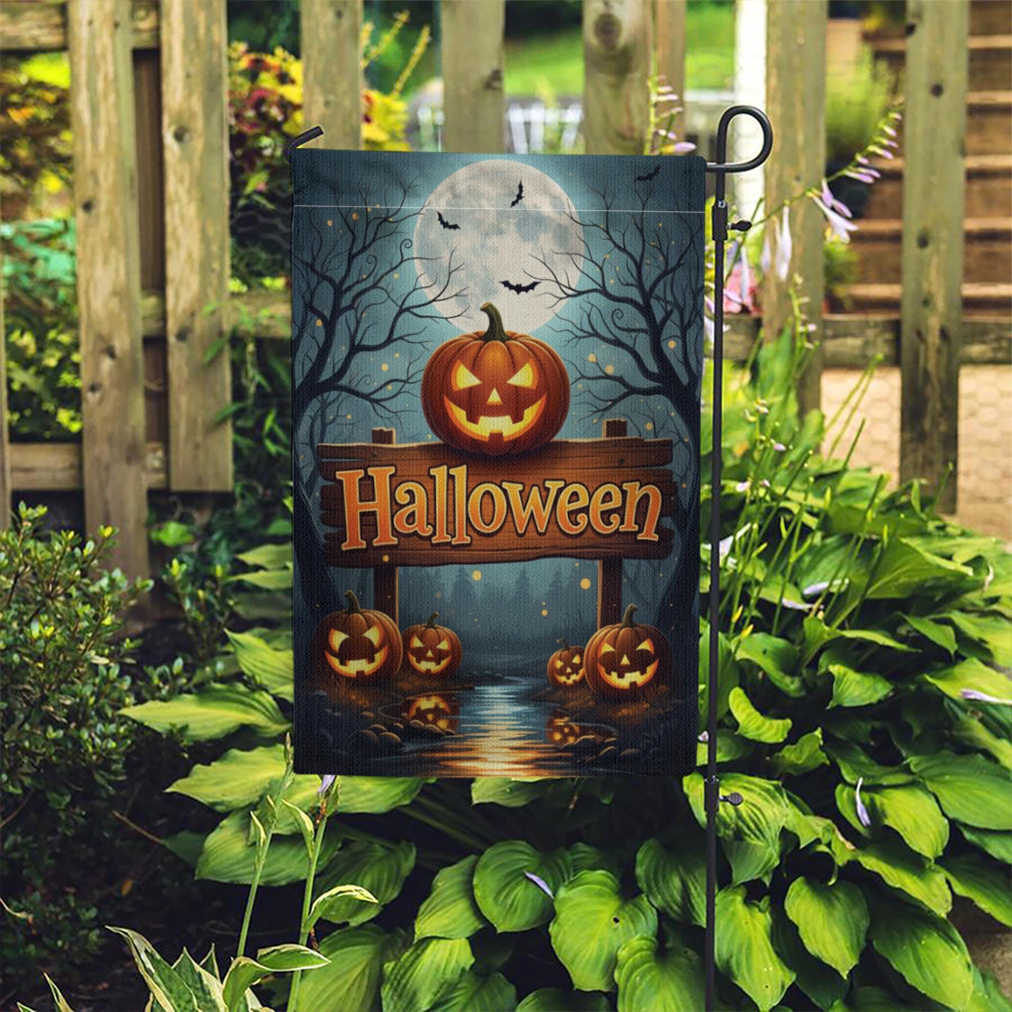 Halloween Garden Flag with Jack O'Lanterns | Fall Yard Decor | Spooky Pumpkin Outdoor Sign | Seasonal Autumn Decoration