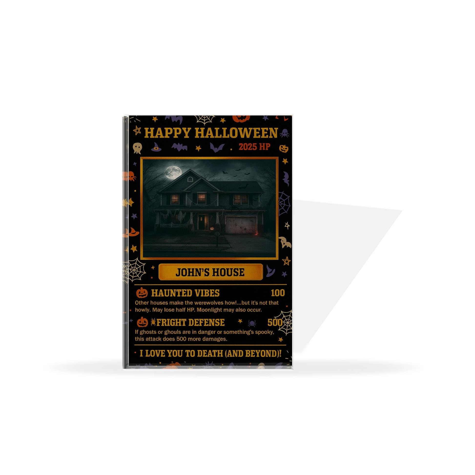 Personalized Halloween Haunted House Acrylic Block - Custom Spooky Home Decor - Unique Gift for Horror Fans -Nerdy Gamer Collectible Present