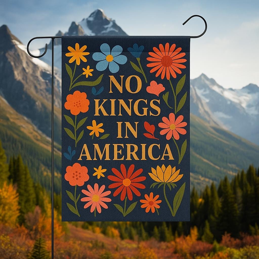 No Kings in America Garden Flag, Patriotic Yard Decor, Anti Monarchy Flag, Floral Outdoor Banner, Independence Day Sign